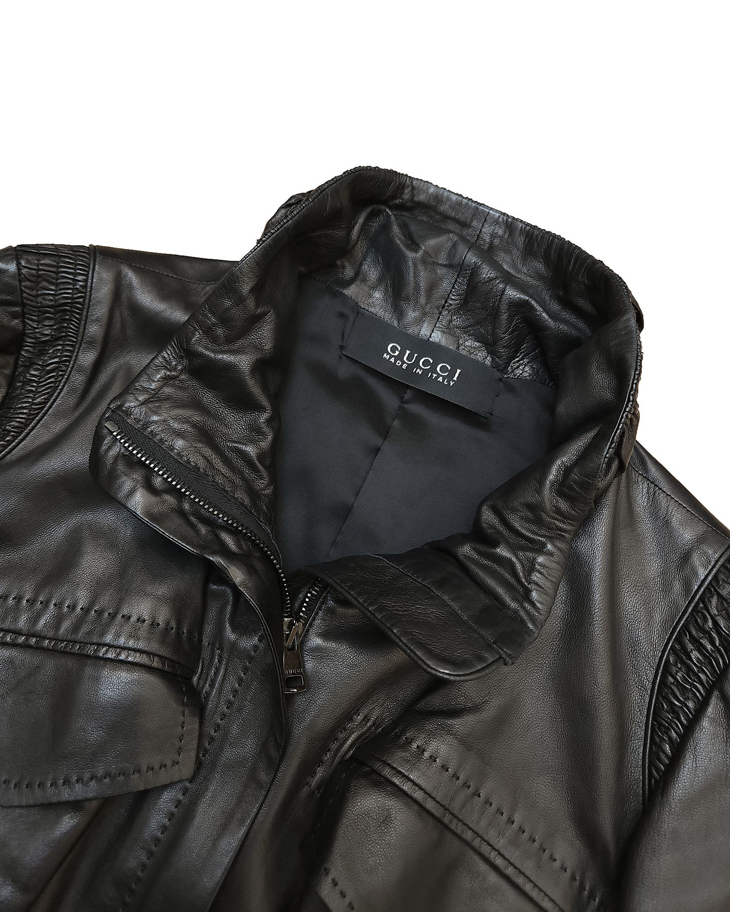 Gucci Gucci by Tom Ford Black Fitted Leather Jacket Size S / US 4 / IT 40 - 3 Thumbnail