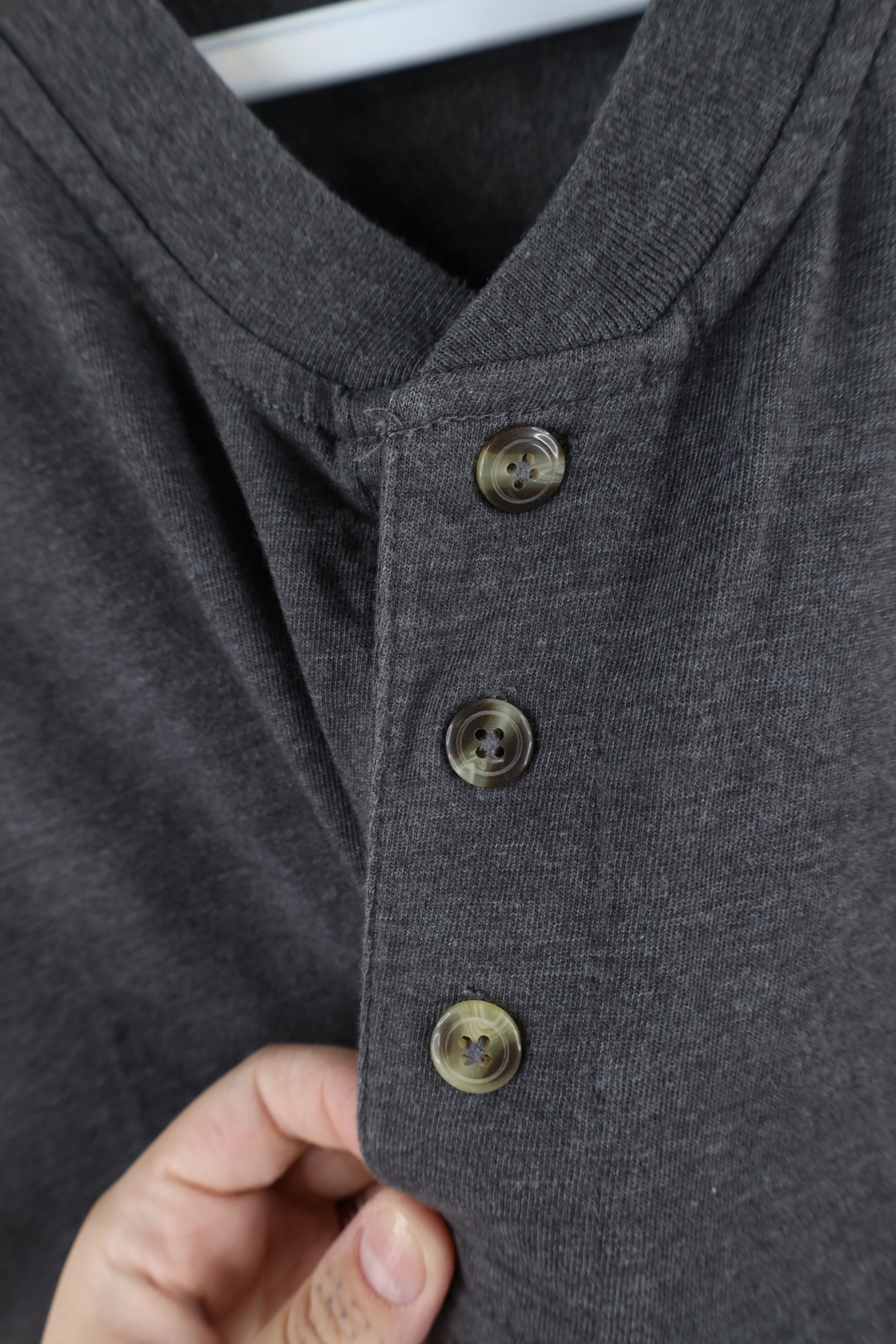 Vintage Vintage 90s Streetwear Blank Long Sleeve Henley T-Shirt Gray Size US L / EU 52-54 / 3 - 5 Thumbnail