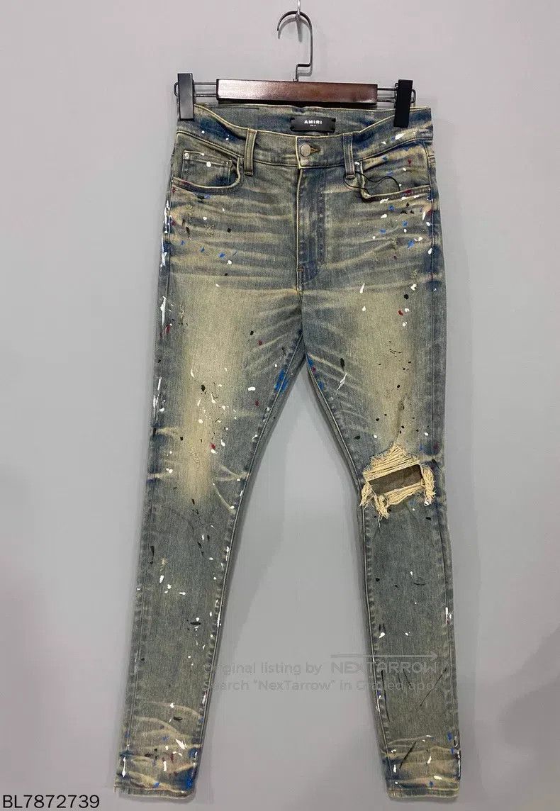 Amiri Amiri Size 31 Yellow mud distressed ink-dyed jeans Size US 31 - 1 Thumbnail