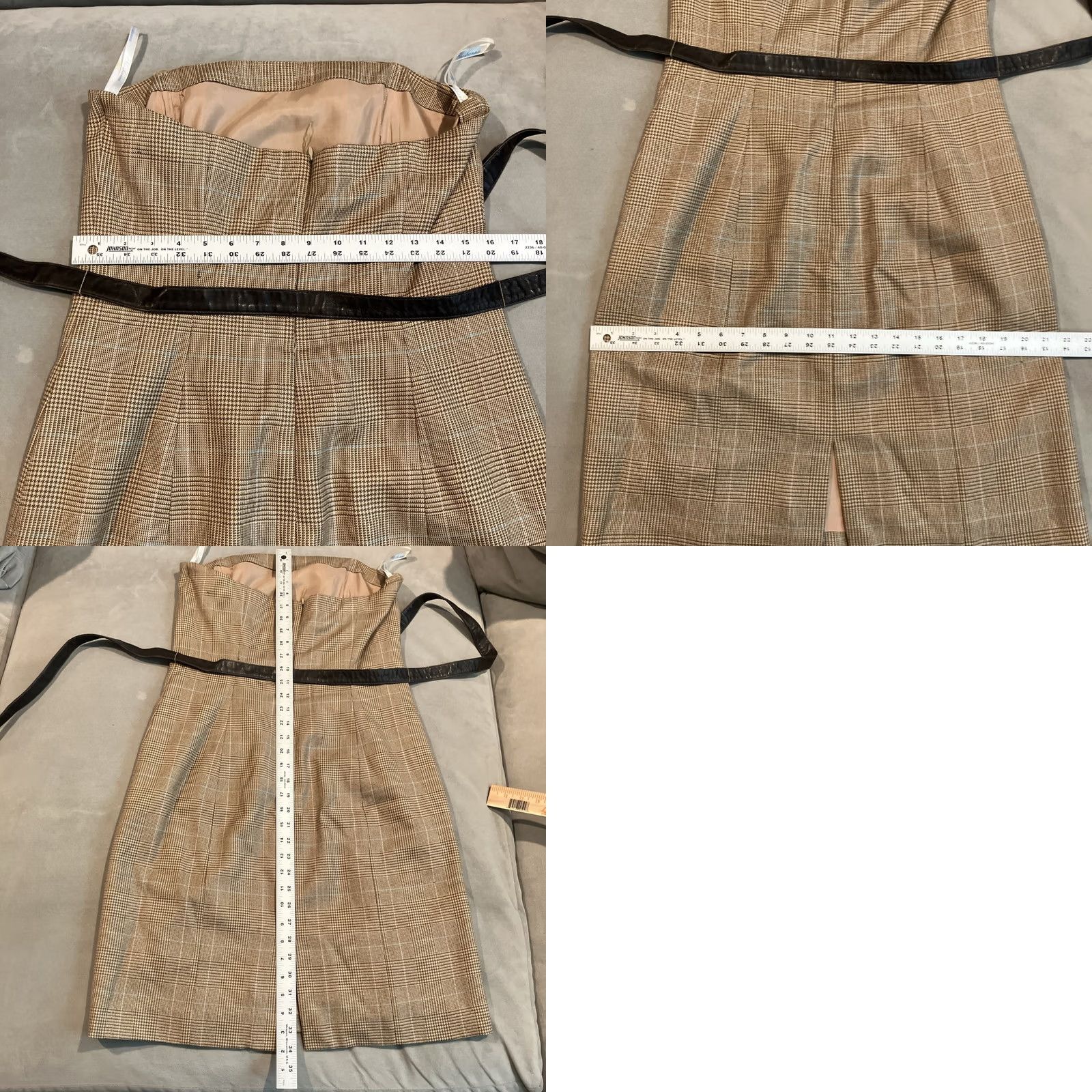 Vintage VINTAGE Shoshanna Brown Herringbone Plaid Strapless Dress Women's Size 12 Midi Woolstrapless Mens Womens Size XL / US 12-14 / IT 48-50 - 8 Thumbnail