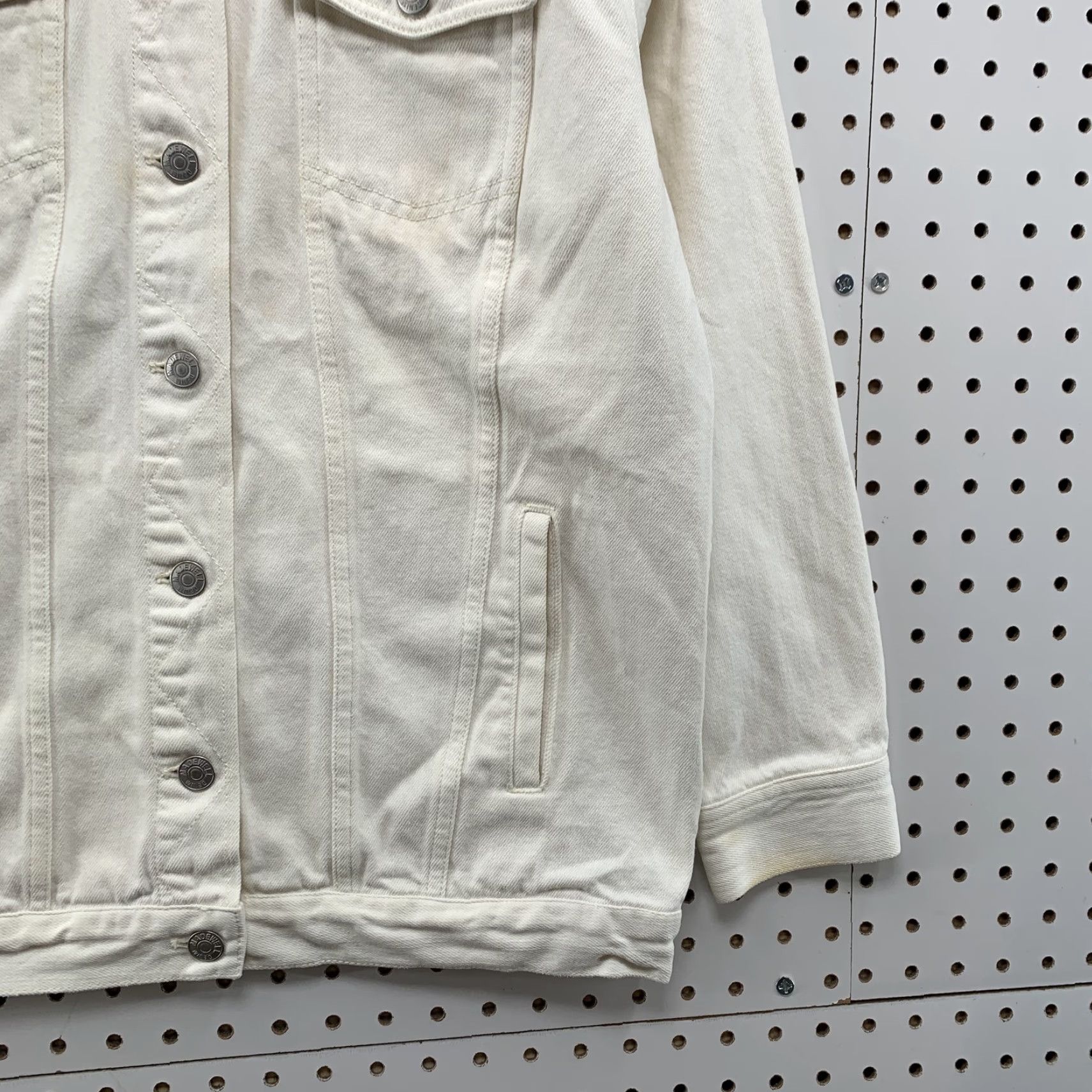 Madewell Madewell White Denim Trucker Jacket Medium Womens Casual Collared Short Sleeve Size M / US 6-8 / IT 42-44 - 6 Thumbnail