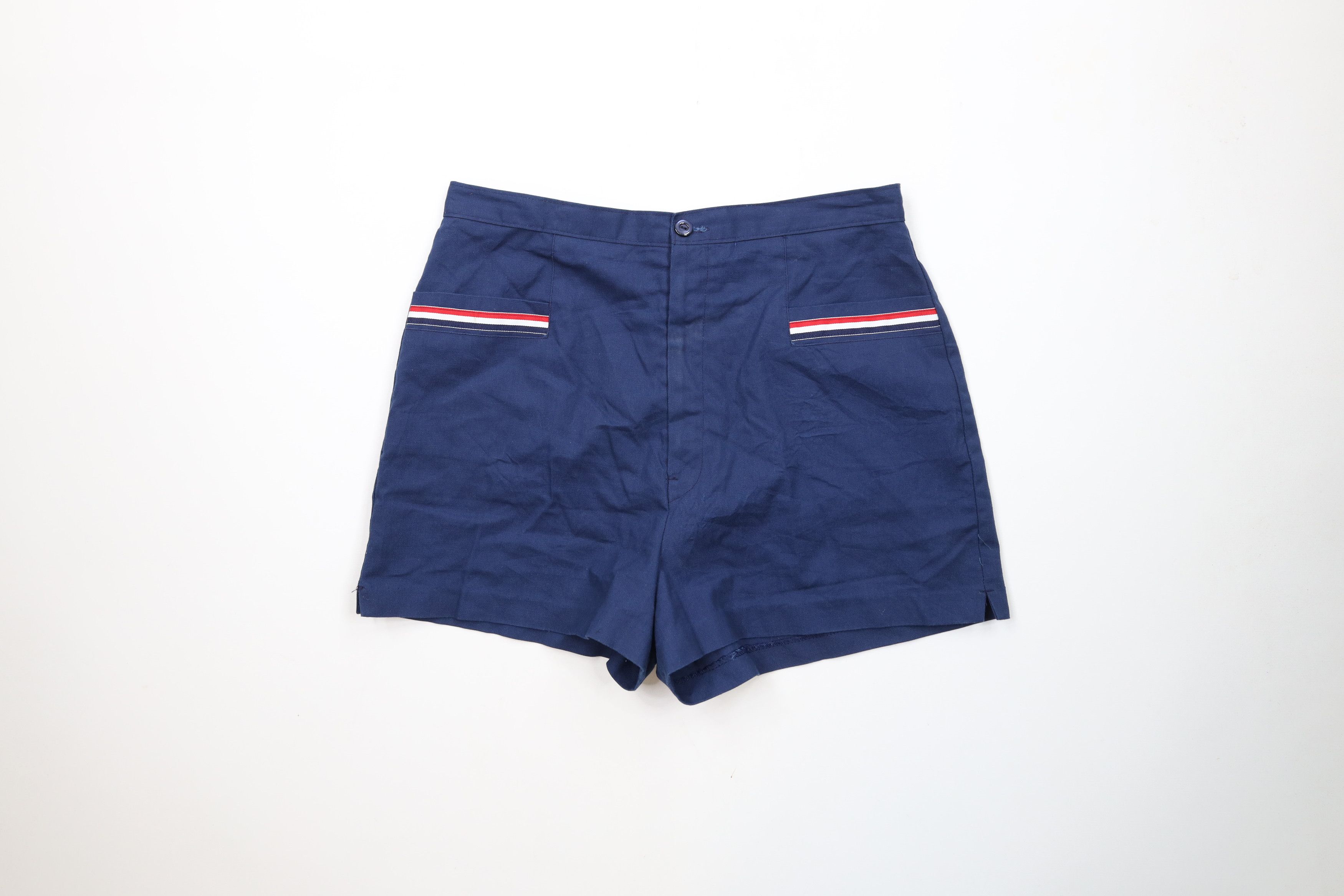 Vintage Vintage 70s Streetwear Above Knee Shorts Navy Blue USA Size 36" / US 14 / IT 50 - 1 Thumbnail