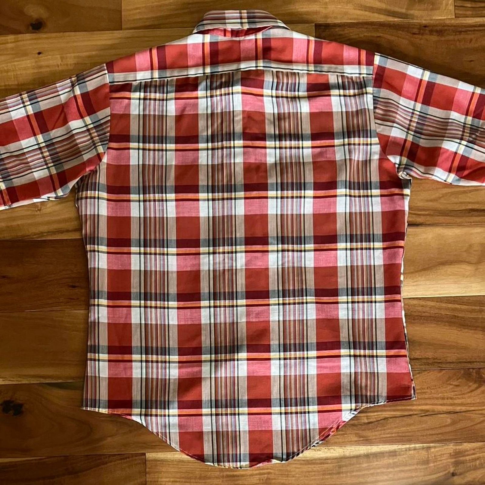 Other True Vtg 70s Short Sleeve Plaid Shirt Single Stitch Sz Large Size US L / EU 52-54 / 3 - 7 Thumbnail
