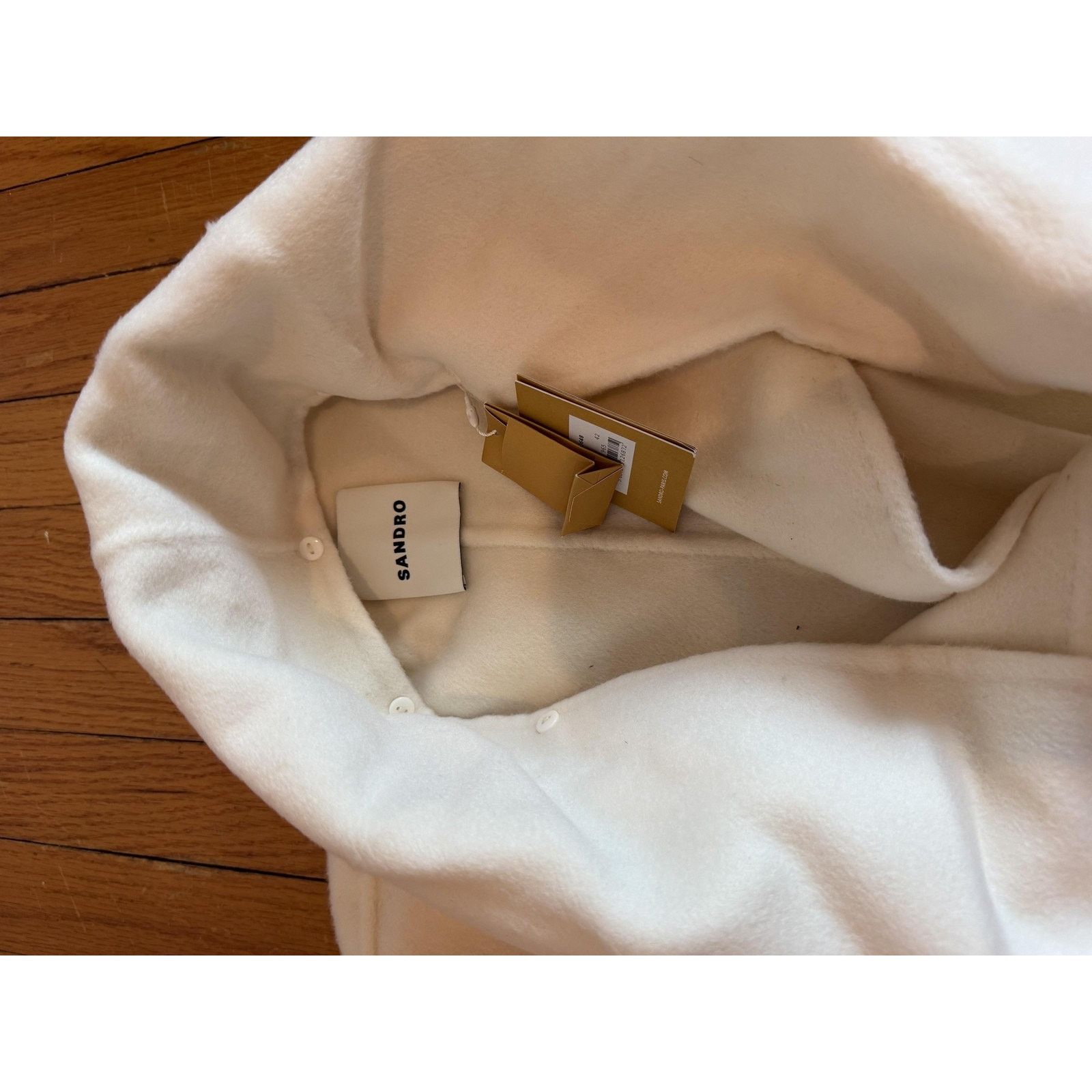 Sandro Sandro Womens Wrap Scarf Collar Long Overcoat 42 White Size M / US 6-8 / IT 42-44 - 8 Thumbnail