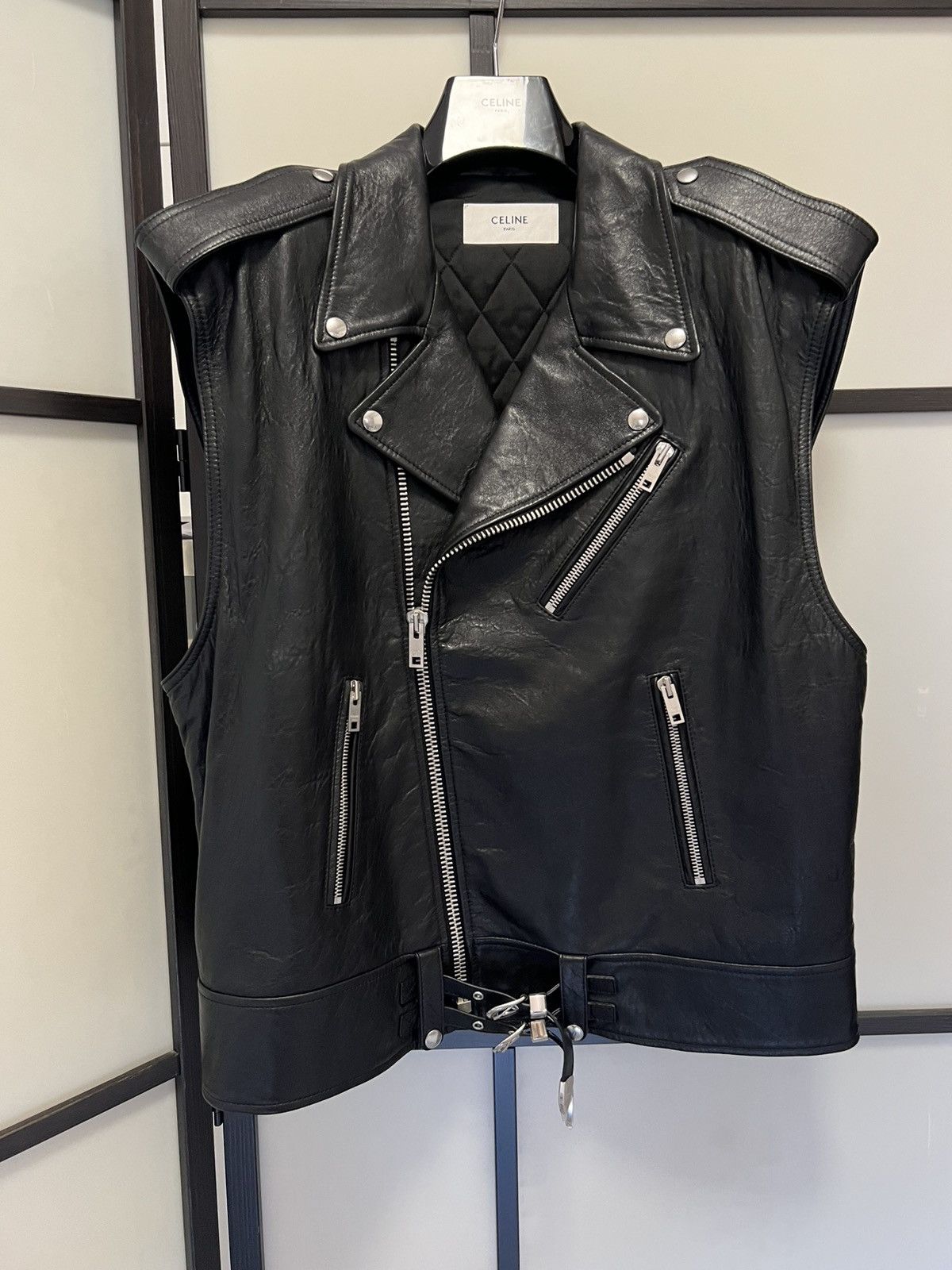 Celine RARE - SS22 Oversized Cowboy Lambskin Biker Vest 52 Size US L / EU 52-54 / 3 - 2 Thumbnail