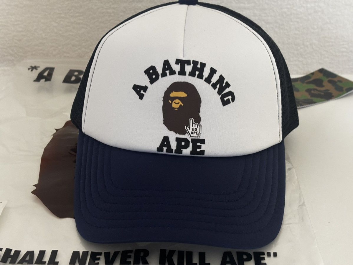 Bape Authentic ape bape go ape pointer trucker hat navy blue new Size ONE SIZE - 2 Thumbnail