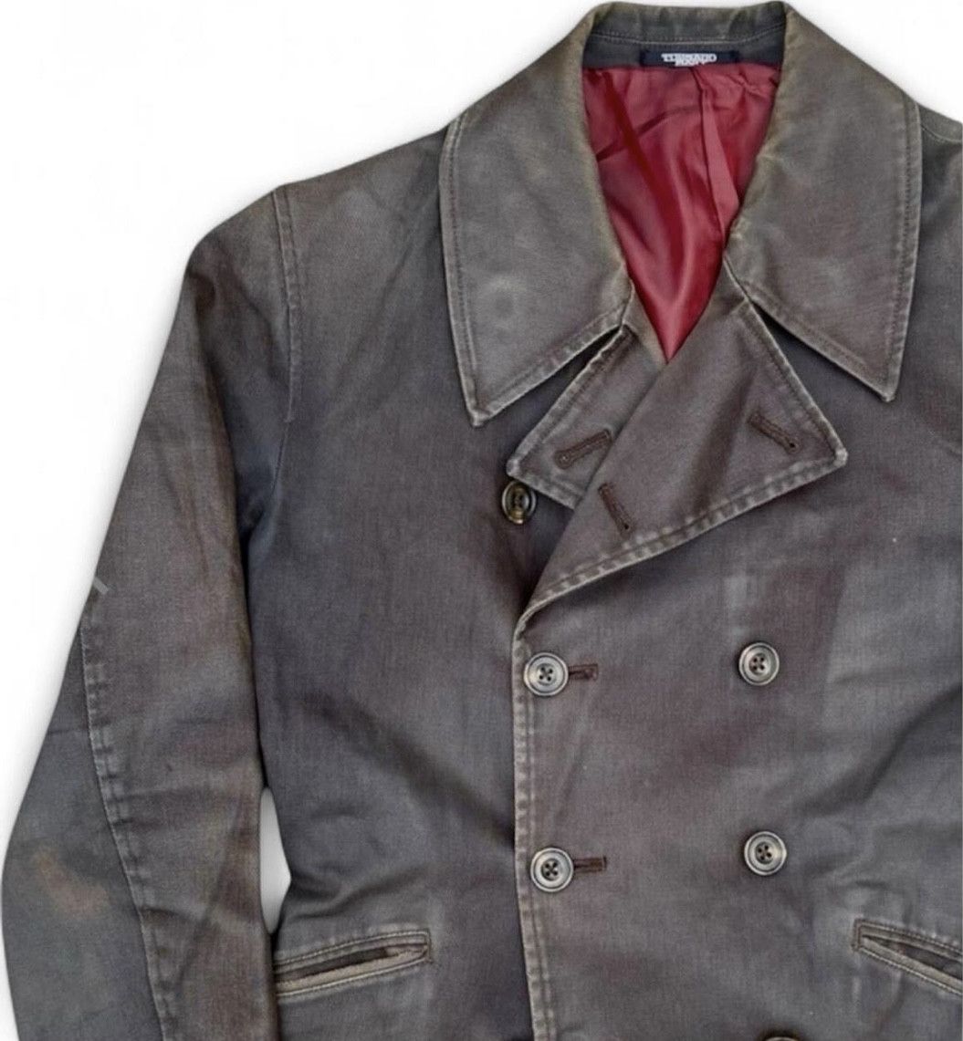 Tornado Mart RARE 00s Tornado Mart Trench Double Breasted Brown Grey Size US M / EU 48-50 / 2 - 3 Thumbnail