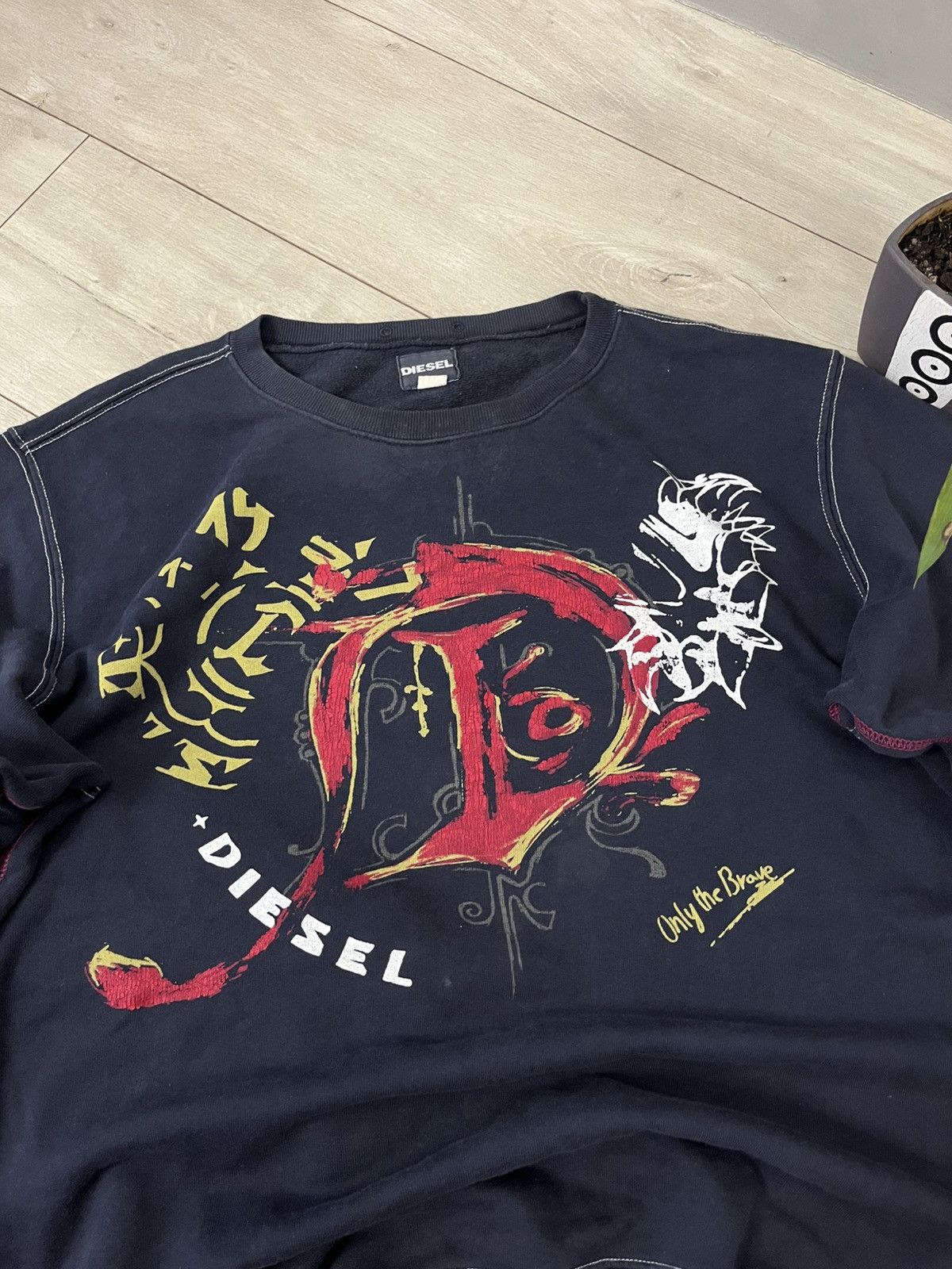 Diesel 🔥00’s Diesel Boxy Washed Big Logo Sweatshirt Creawneck Y2k Size US XXL / EU 58 / 5 - 2 Thumbnail