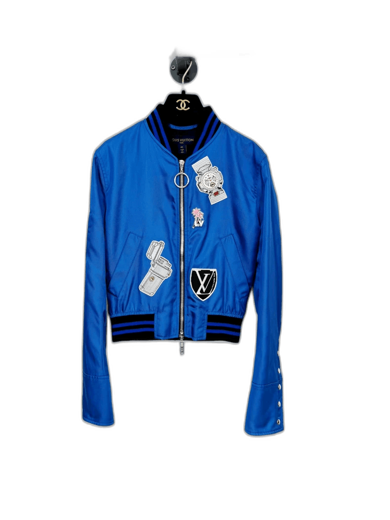Louis Vuitton Louis Vuitton Blue Bomber Jacket with Embellishments -2505 Size M / US 6-8 / IT 42-44 - 1 Thumbnail