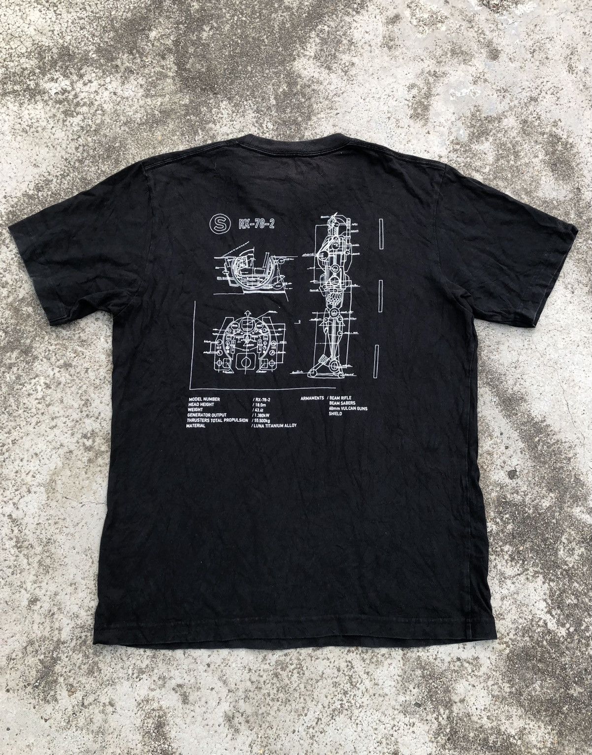 Anime GUNDAM RX 78 2 FADED BLACK TEE Size US M / EU 48-50 / 2 - 5 Thumbnail