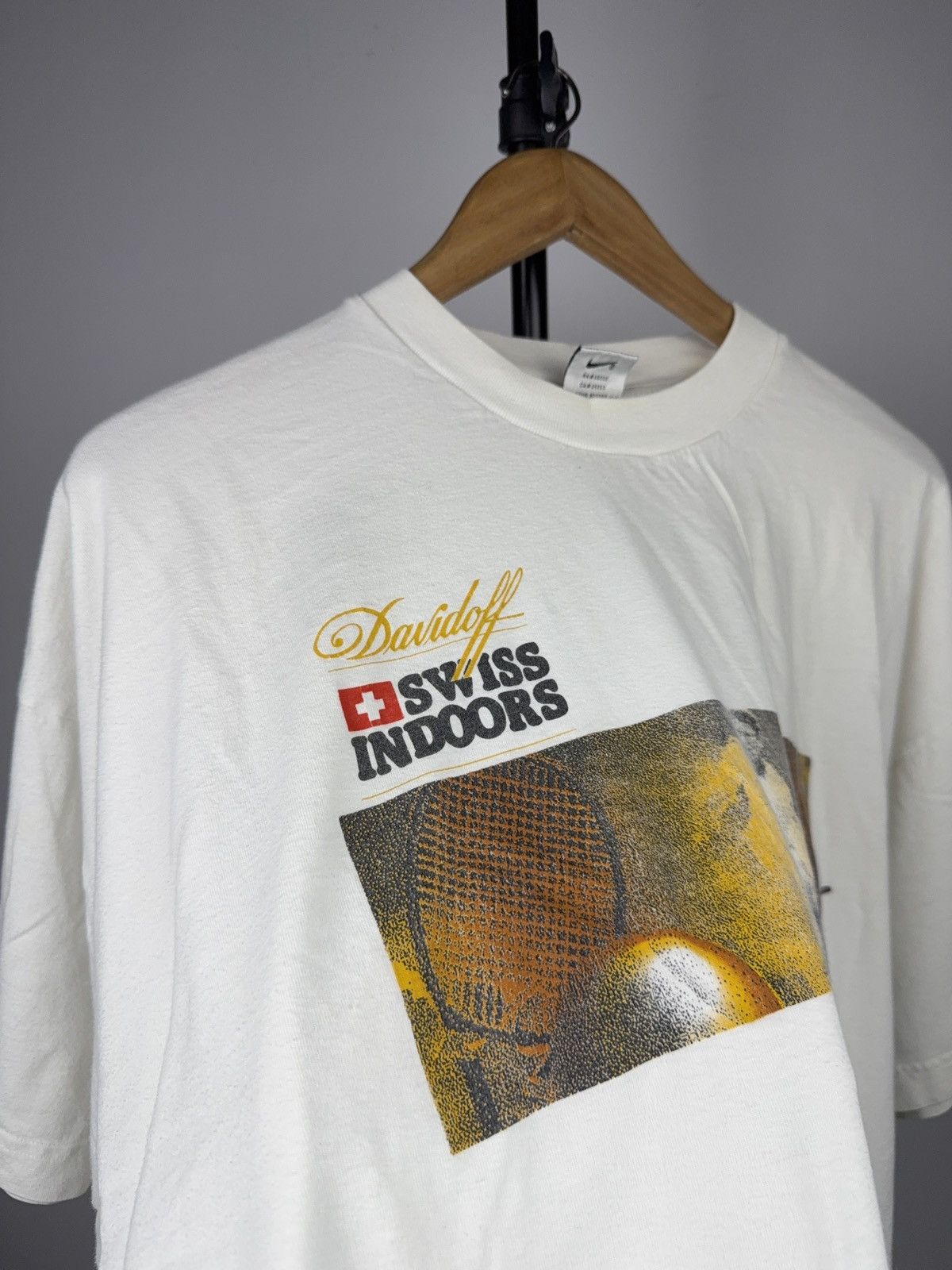 Nike Vintage Nike Swiss Indoors Basel Davidoff Tennis T-Shirt Size US XXL / EU 58 / 5 - 3 Thumbnail