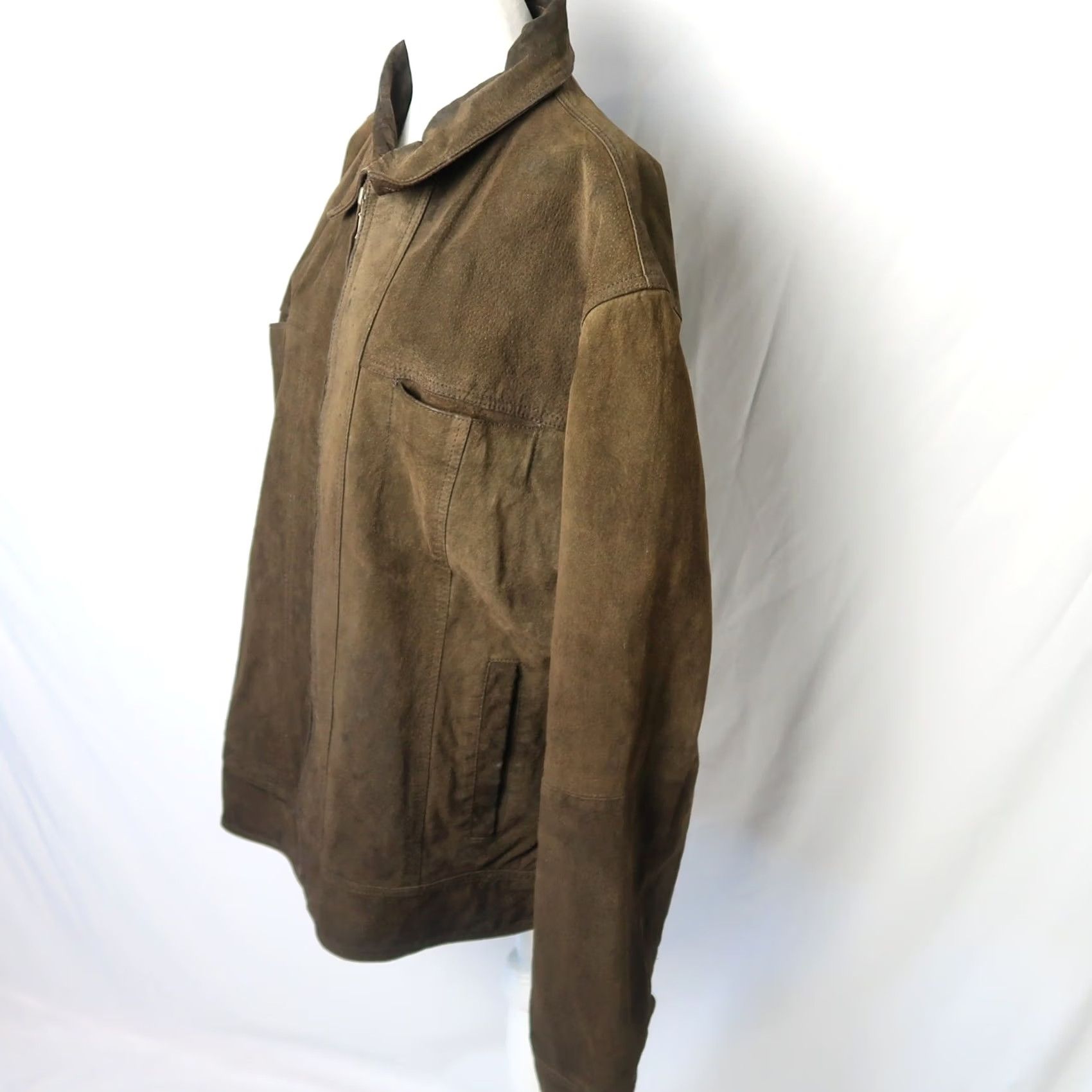 Olive VINTAGE Penman's bomber jacket L Green suede leather zip front Mens 1990s Size US L / EU 52-54 / 3 - 3 Thumbnail