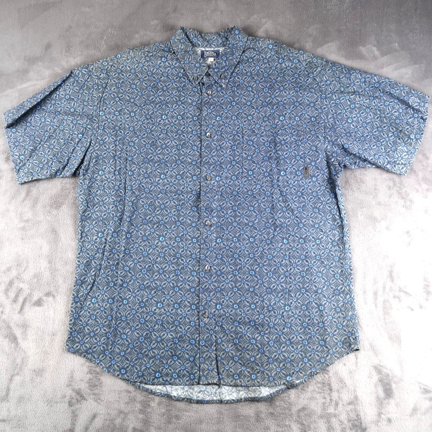 Quiksilver VINTAGE Quiksilver Shirt Mens L Blue 90s Hawaii Geometric Button-Up Short Sleeve Collared 80s 00s Print USA Vintage Size US L / EU 52-54 / 3 - 2 Thumbnail