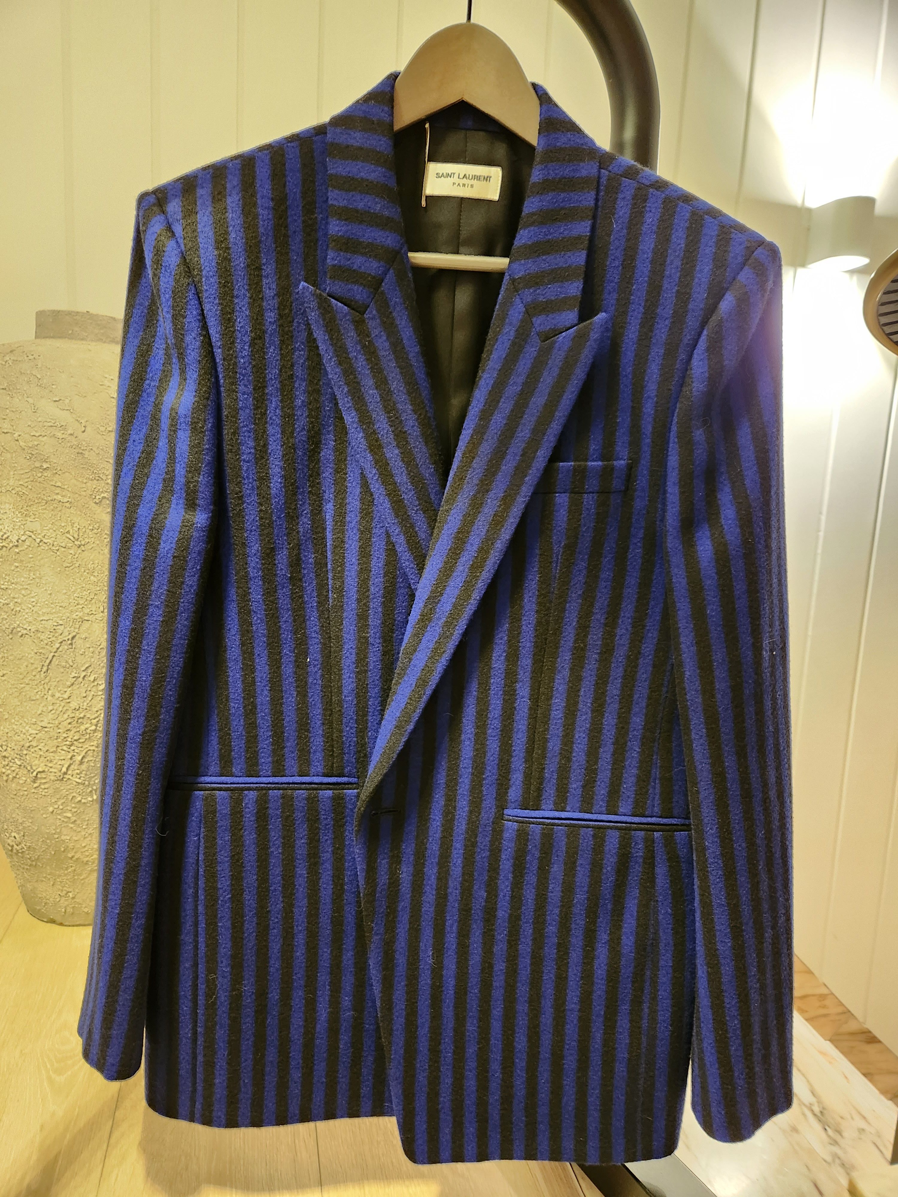 Saint Laurent Paris Black and Blue heavy wool Blazer Size 50R - 1 Thumbnail