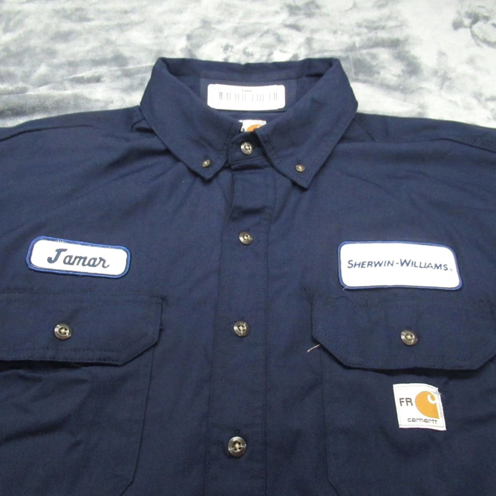 Carhartt VINTAGE Carhartt FR Work Shirt Navy XL Flame Resistant CAT 2 Sherwin Williams LOGO NEW Size US XL / EU 56 / 4 - 3 Thumbnail