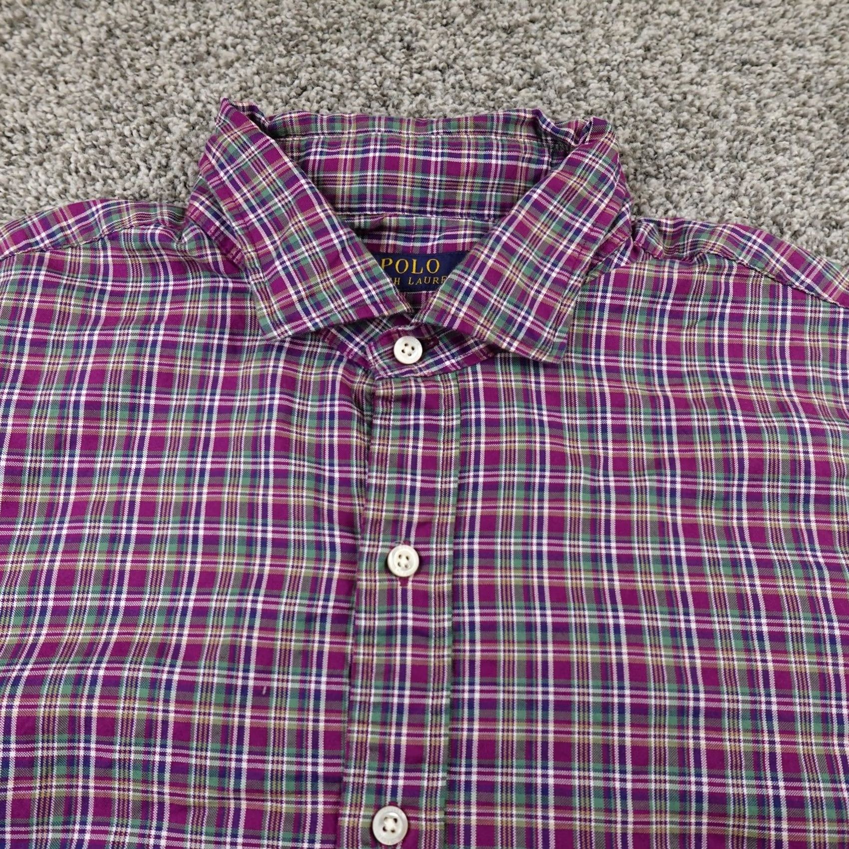 Polo Ralph Lauren Polo Ralph Lauren Shirt Mens XL Purple Green Madras Plaid Button Up Size US XL / EU 56 / 4 - 3 Thumbnail
