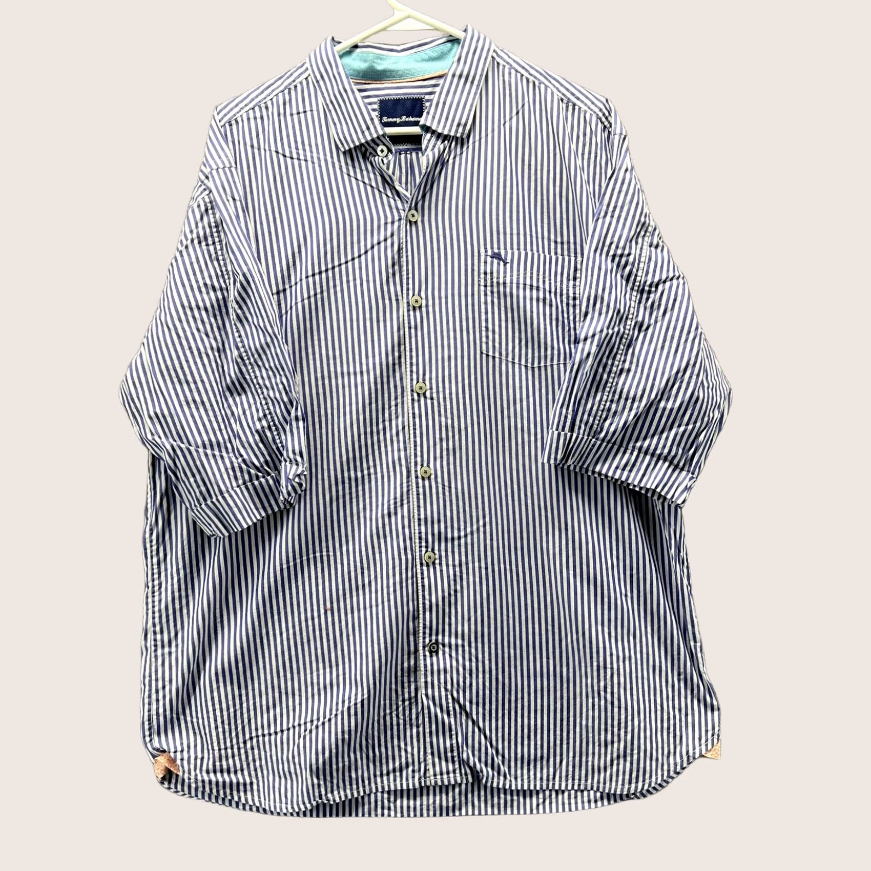 Tommy Bahama Tommy Bahama Shirt Mens XL Blue White Stripe Pima Cotton Short Sleeve Casual Size US XL / EU 56 / 4 - 1 Thumbnail