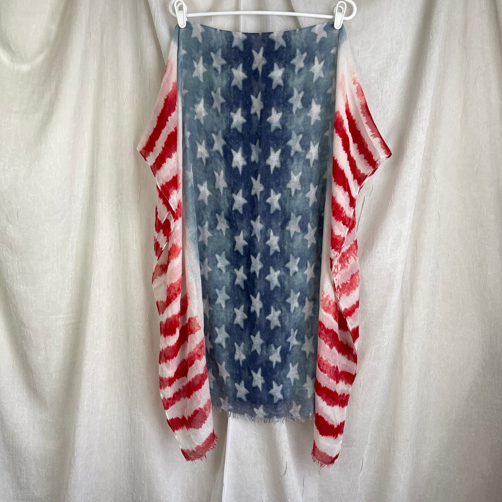 Other American Flag Sheer Scarf Raw Edge USA 4th of July Patriotic Size ONE SIZE - 14 Thumbnail
