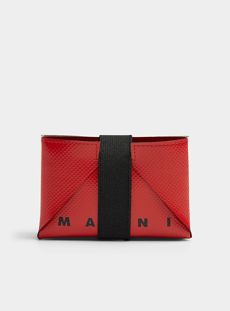 image of Ss22 Marni Two Tone Origami Card Holder in Black/Red, Men's