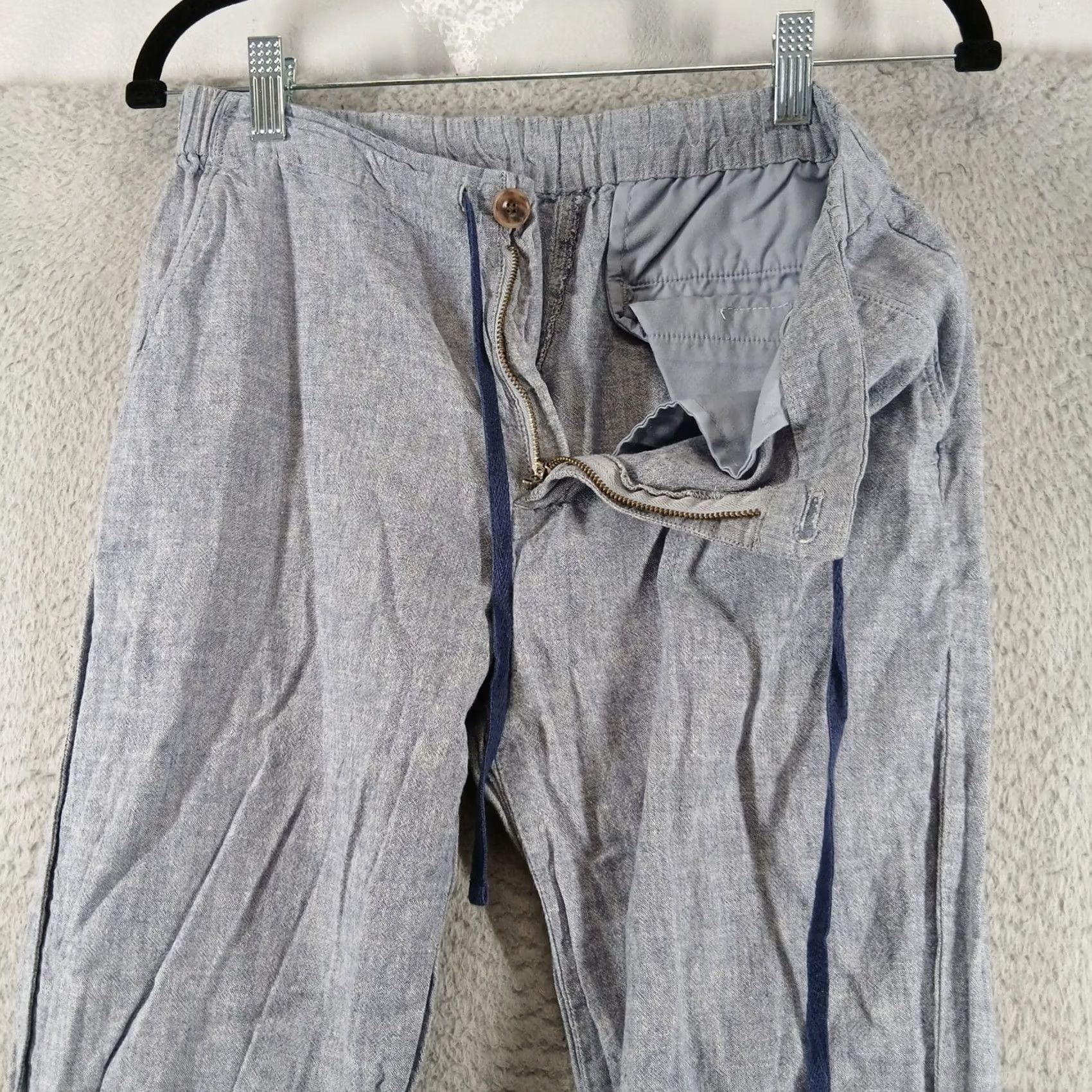 Uniqlo Uniqlo Pants Women M Blue Cotton Linen Drawstring Casual EUC Size 32" / US 10 / IT 46 - 7 Thumbnail