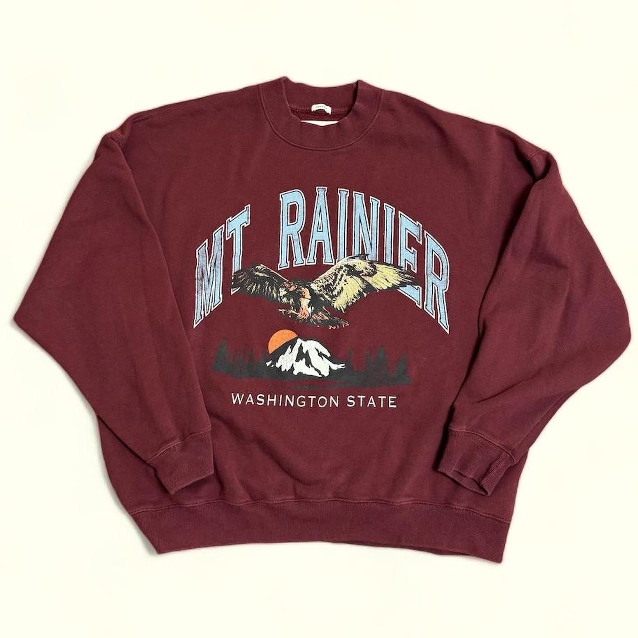 image of Abercrombie Fitch Abercrombie Mt Rainier Oversized Crewneck in Burgundy, Men's (Size XL)