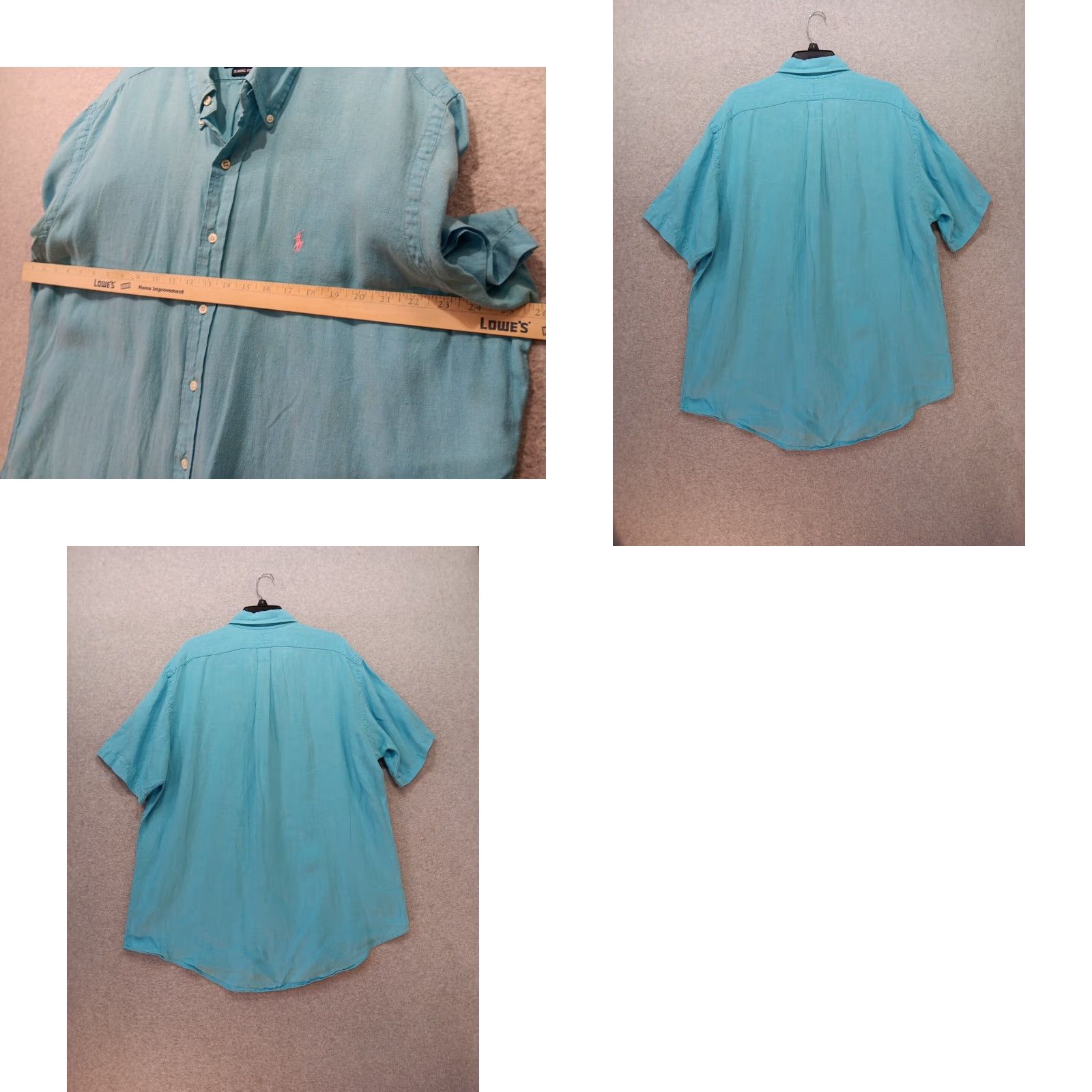 Polo Ralph Lauren Polo Ralph Lauren Shirt Men XL 100% Linen Blue Short Sleeve Pink Pony Logo Button-Up Size US XL / EU 56 / 4 - 8 Thumbnail