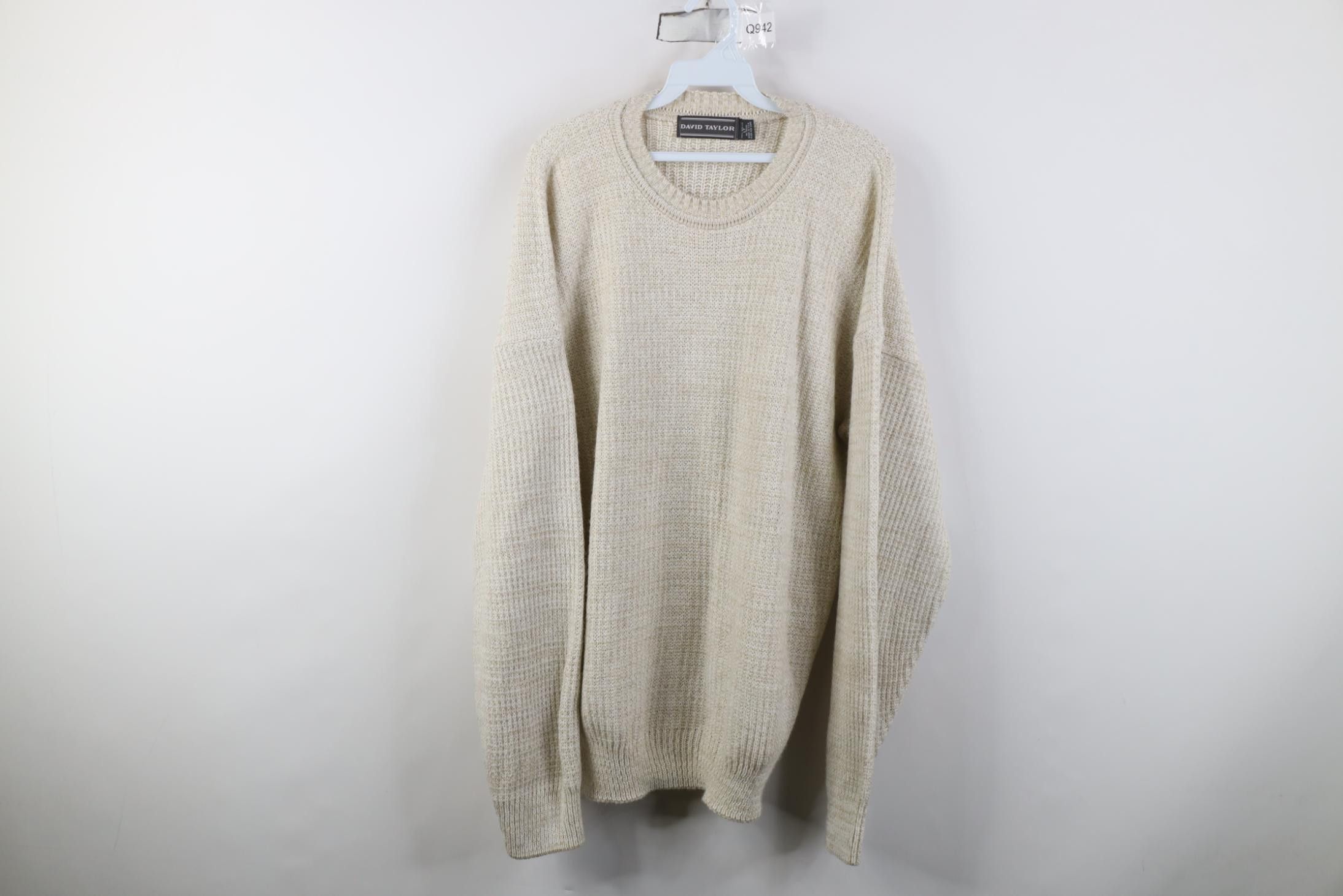 Vintage Vintage 90s Streetwear Blank Thermal Ribbed Knit Sweater USA Size US L / EU 52-54 / 3 - 1 Thumbnail