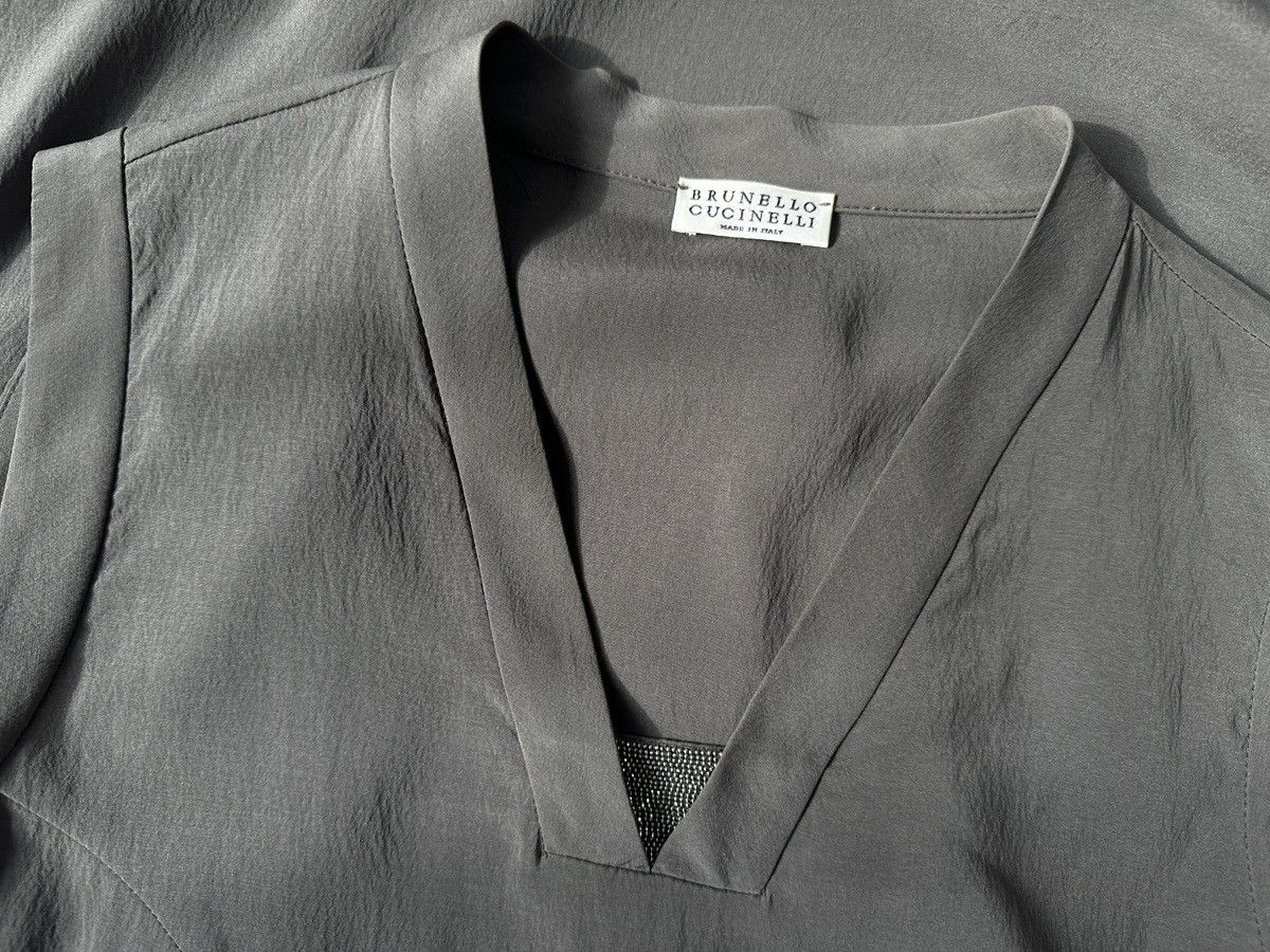 Brunello Cucinelli BRUNELLO CUCINELLI Silk Sleeveless Top V-Neck Blouse size XS Size XS / US 0-2 / IT 36-38 - 4 Thumbnail