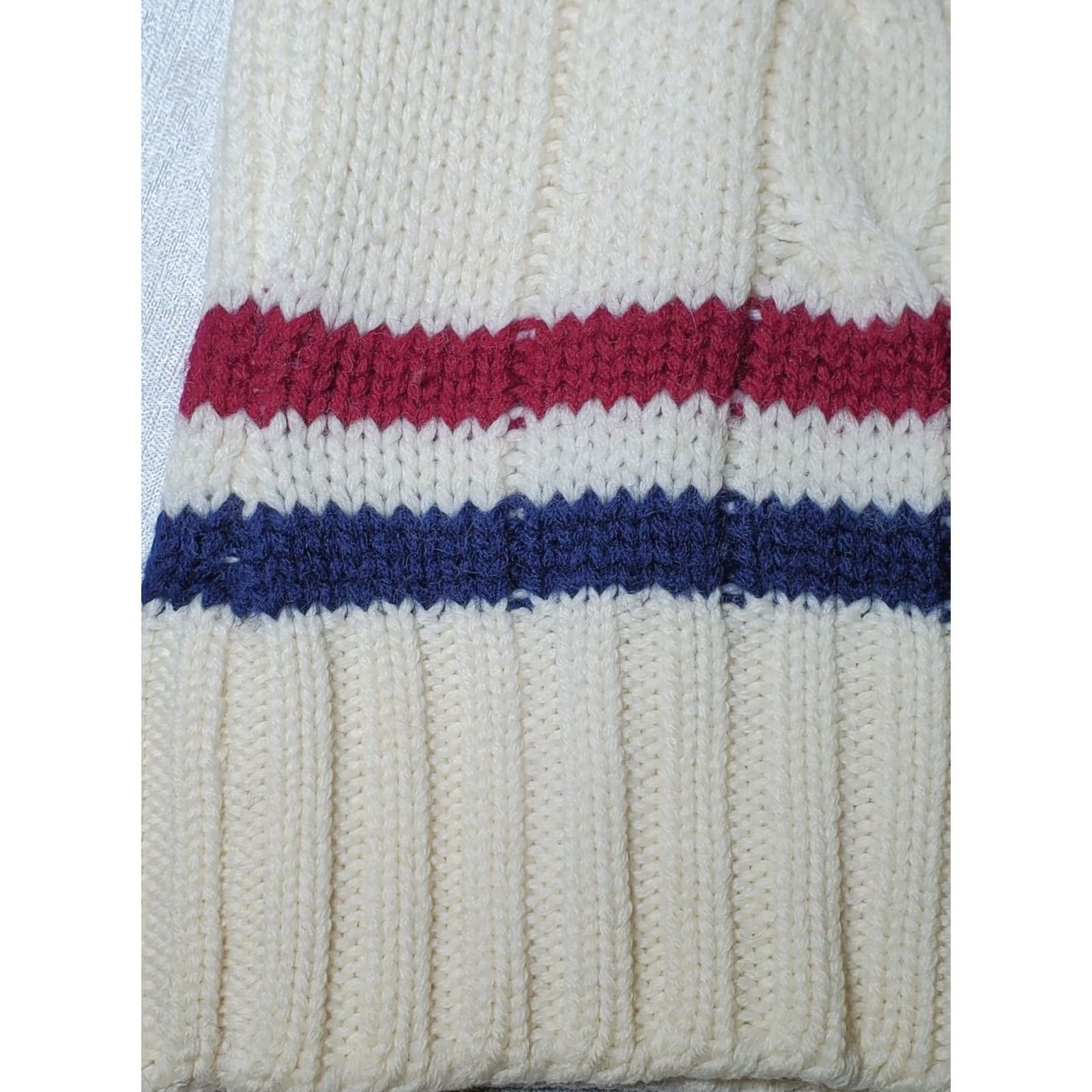 Vintage VTG Items International Fully Fashioned Cable Knit Tennis Cricket Sweater Men S Wool Ivory Striped Preppy 80s Knits Pullover Vintage Mens S Size US S / EU 44-46 / 1 - 4 Thumbnail
