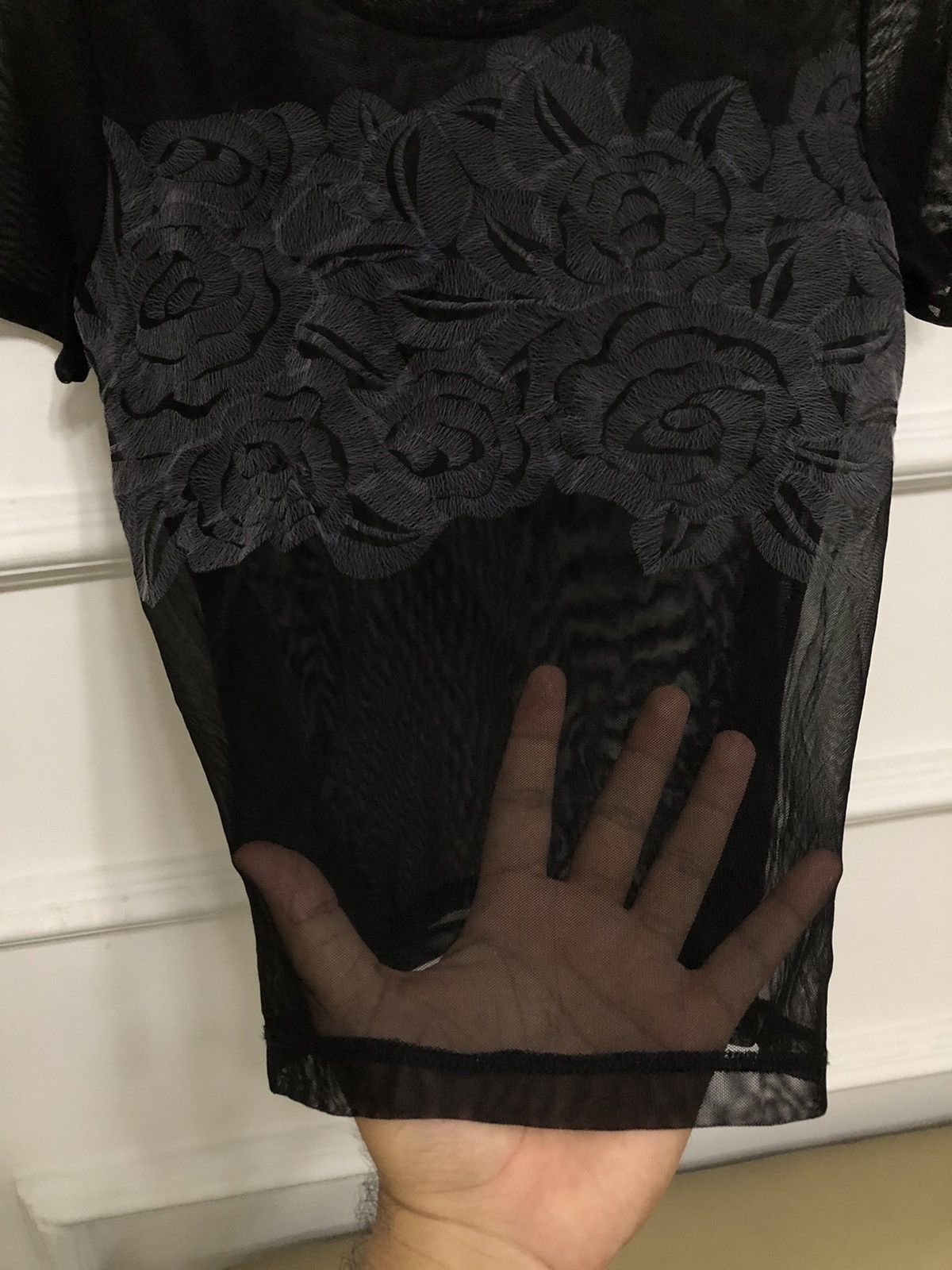 Issey Miyake Issey Miyake Floral Pattern Mesh Double Layer Tshirt Size XS / US 0-2 / IT 36-38 - 5 Thumbnail