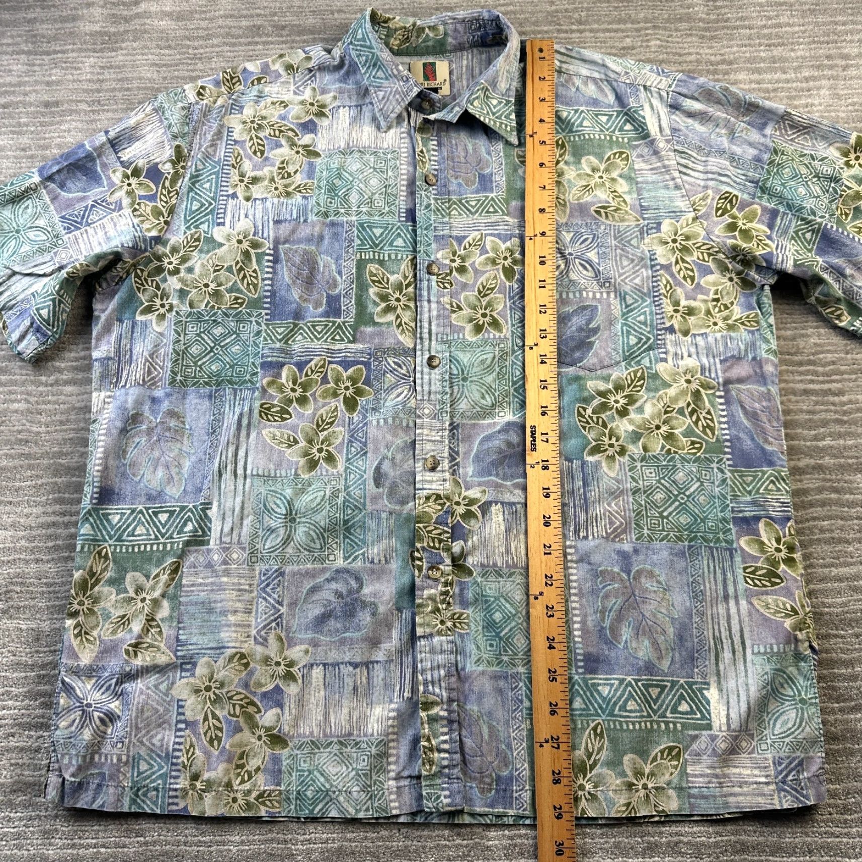 Tori Richard Tori Richard Shirt Mens XL Blue Geometric Button Up Size US XL / EU 56 / 4 - 8 Thumbnail