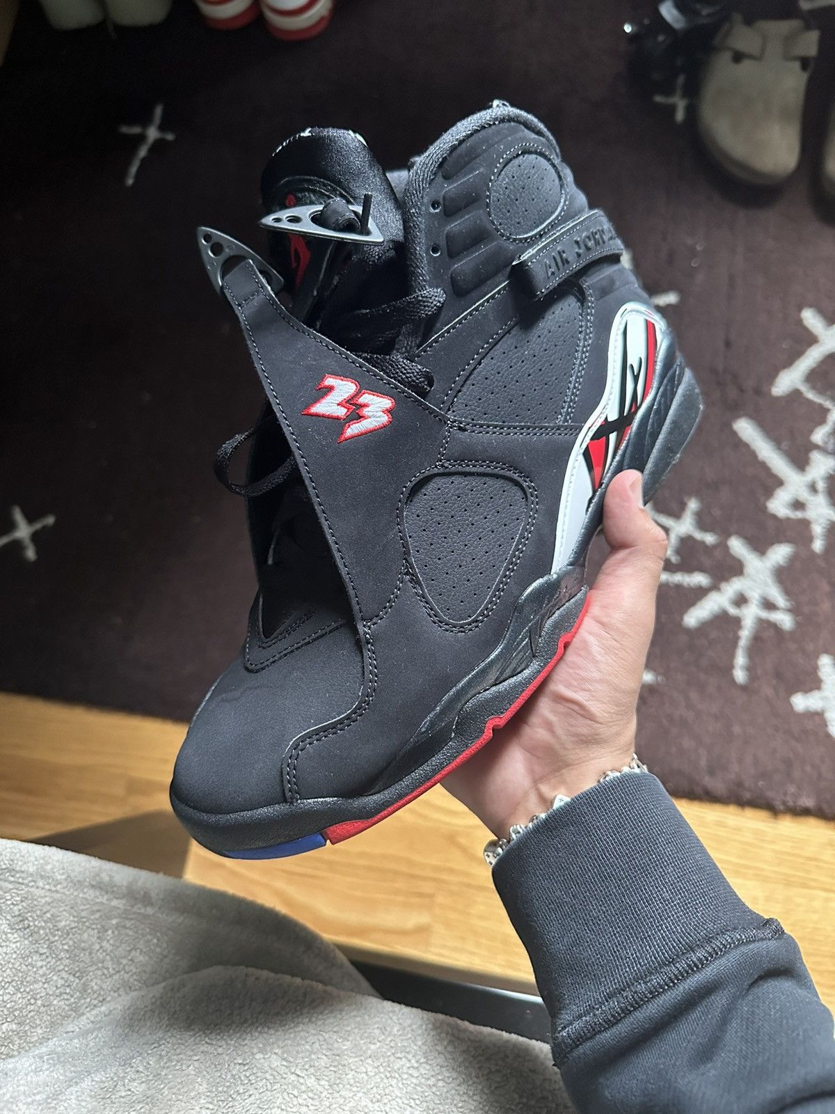 image of Jordan Nike Jordan 8 Playoffs 2023 Shoes in Black, Men's (Size 10)