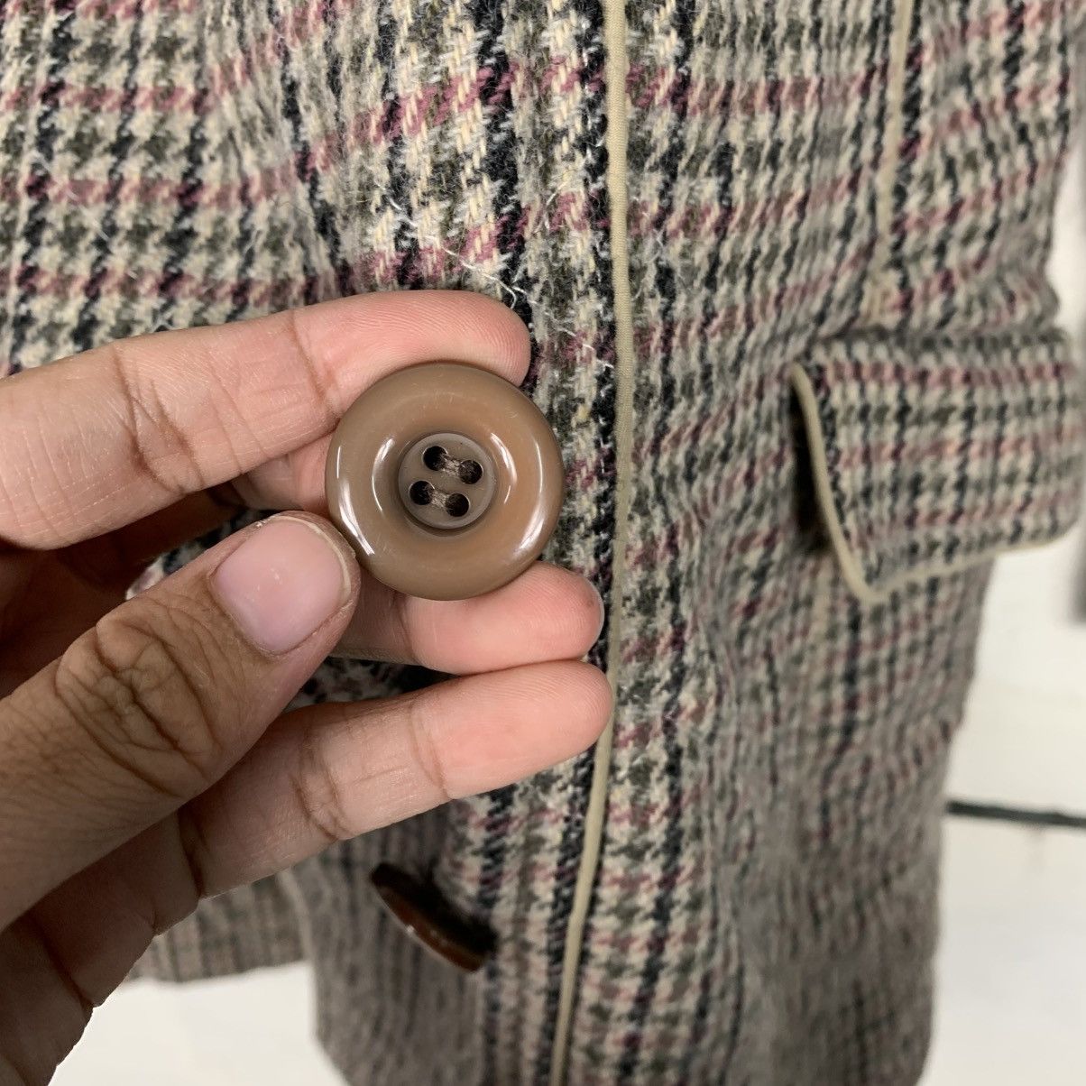 Japanese Brand Reve De Bijoux Double Breasted Houndstooth Tweed Coat Size S / US 4 / IT 40 - 14 Thumbnail