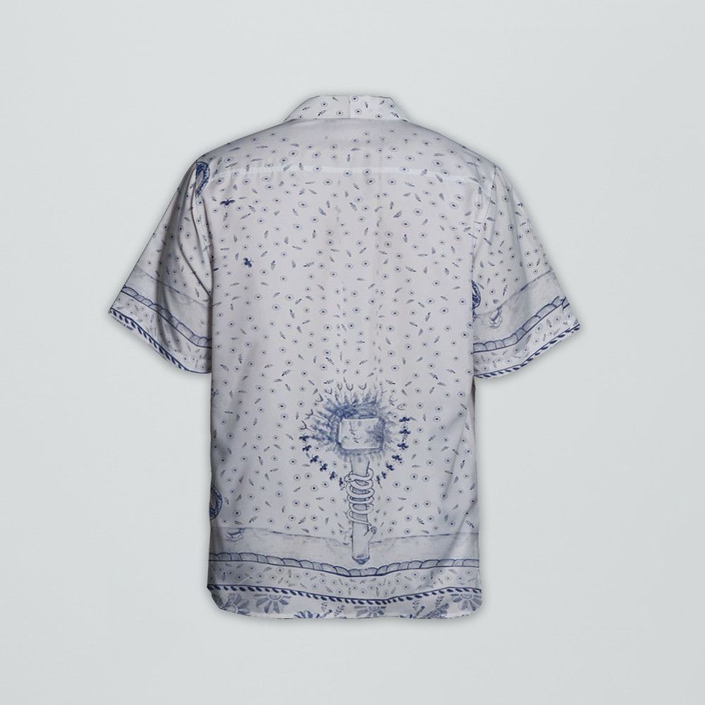 Designer Hylton Nel Shirt – White and Navy Blue Size US L / EU 52-54 / 3 - 2 Thumbnail
