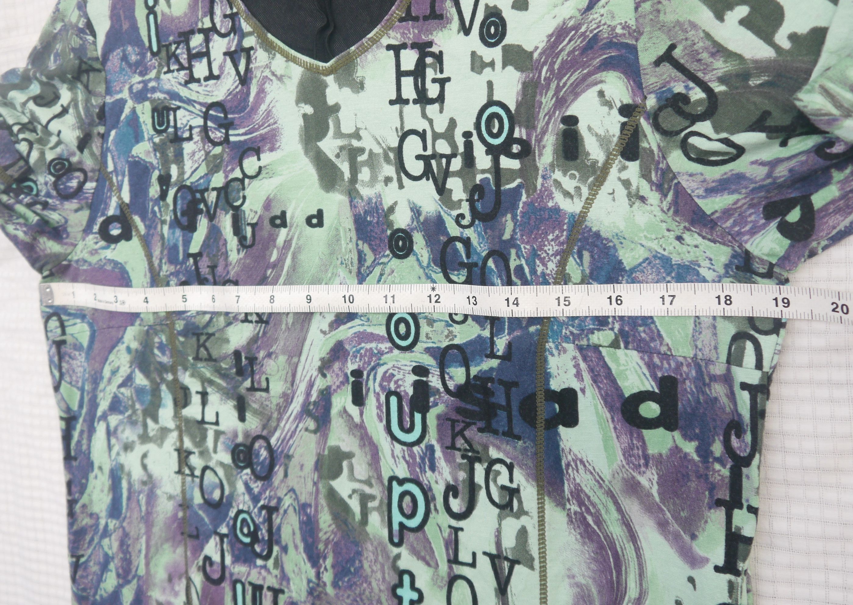 Japanese Brand (S447) Chamois V Y2K Letter Printed Mesh Neck Blouse 42 Size M / US 6-8 / IT 42-44 - 14 Thumbnail