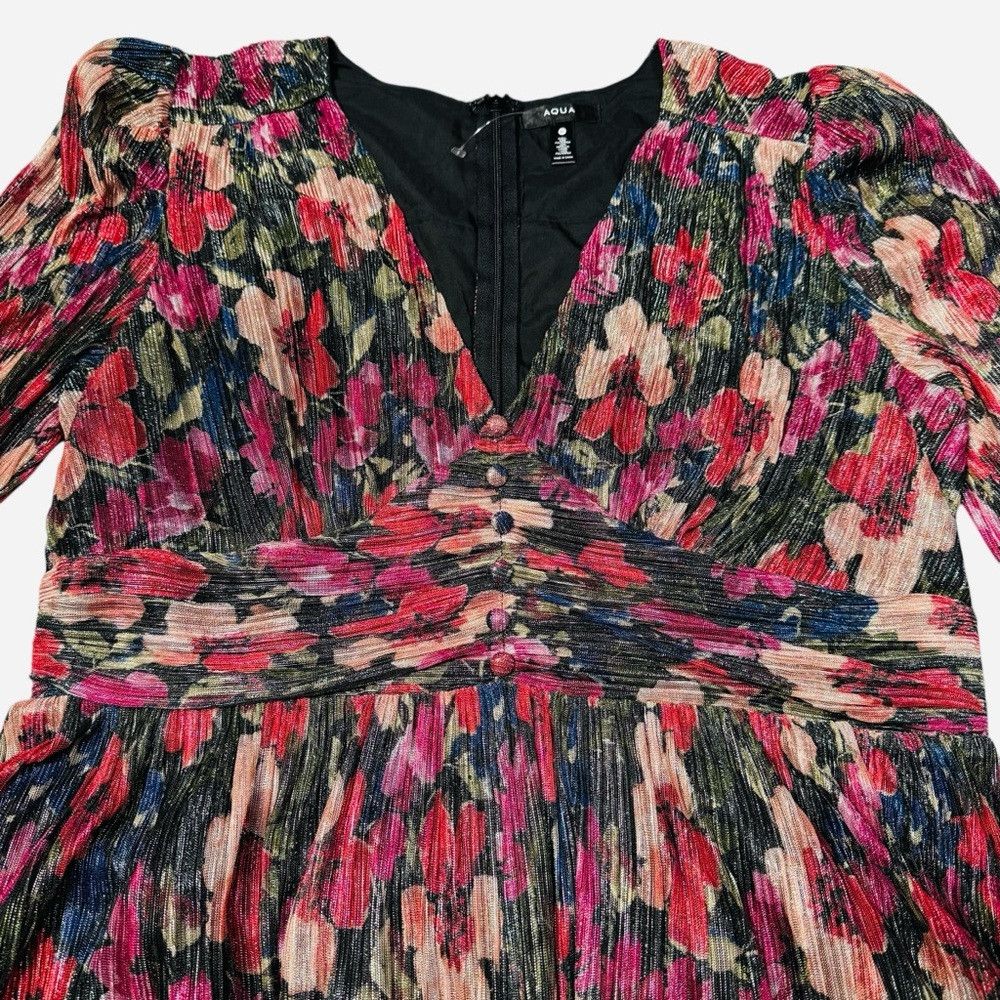 AQUA New AQUA Long Sleeve Metallic Floral Mini Dress Size XL Size XL / US 12-14 / IT 48-50 - 9 Thumbnail