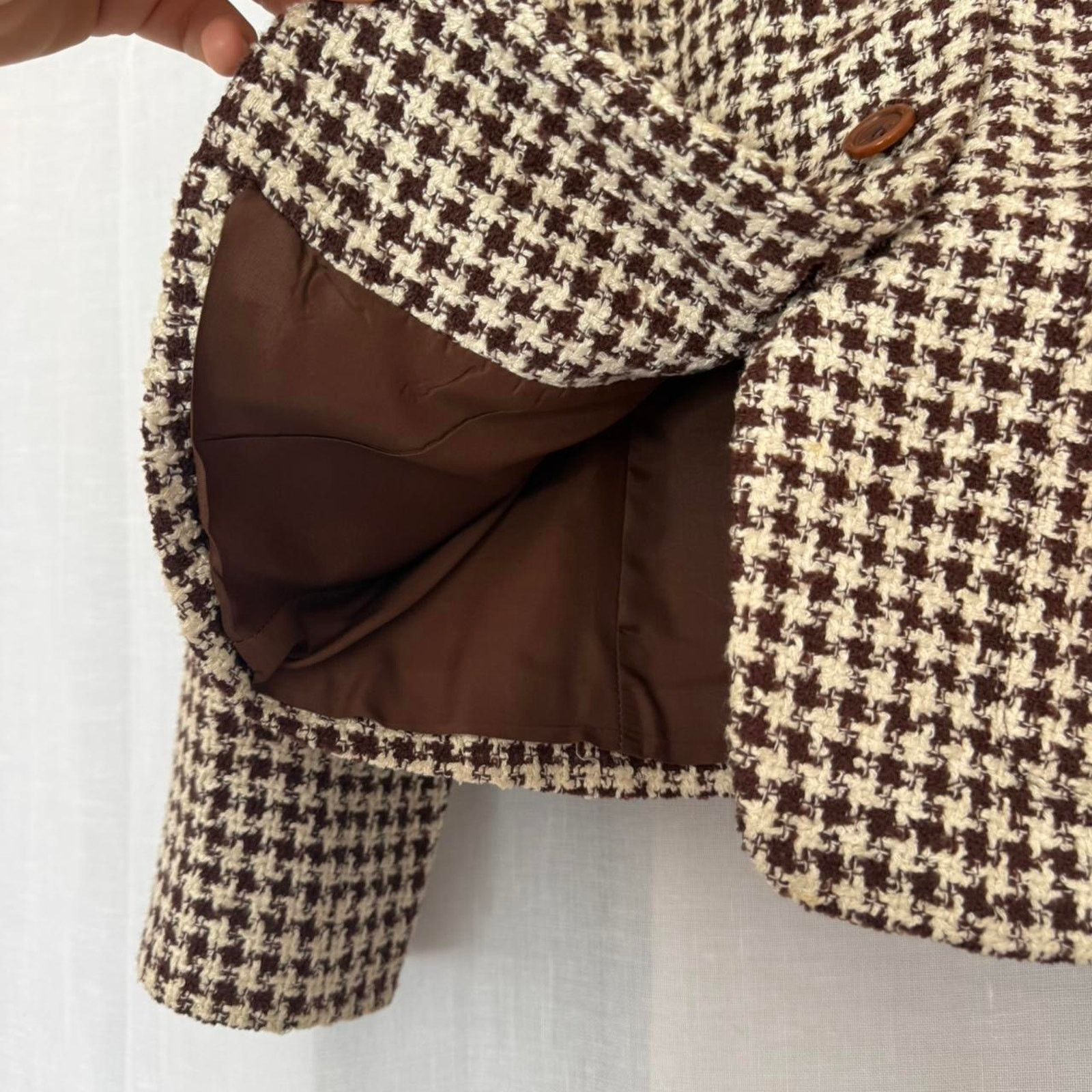 Ann Taylor Vintage Brown Houndstooth Fitted Blazer – Ann Taylor Petites Size XS / US 0-2 / IT 36-38 - 6 Thumbnail
