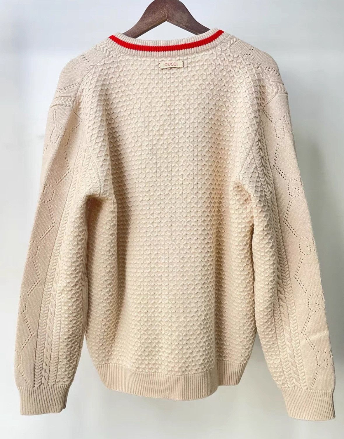 Gucci GucciNude logo printed hollow wool V-neck long-sleeved swea Size US M / EU 48-50 / 2 - 2 Thumbnail