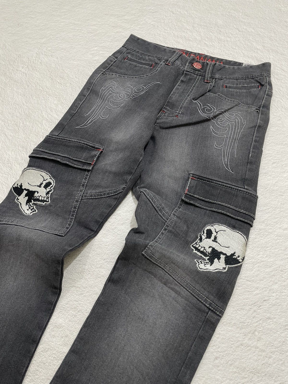 Hysteric Glamour 2000s Green Skull Embroidery Cargo Denim Y2K Size US 26 / EU 42 - 3 Thumbnail