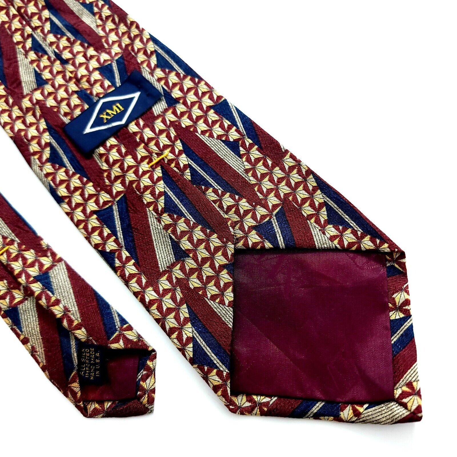 XMI Platinum XMI Red Blue Abstract Jacquard Print Wide Silk Tie Size ONE SIZE - 5 Thumbnail