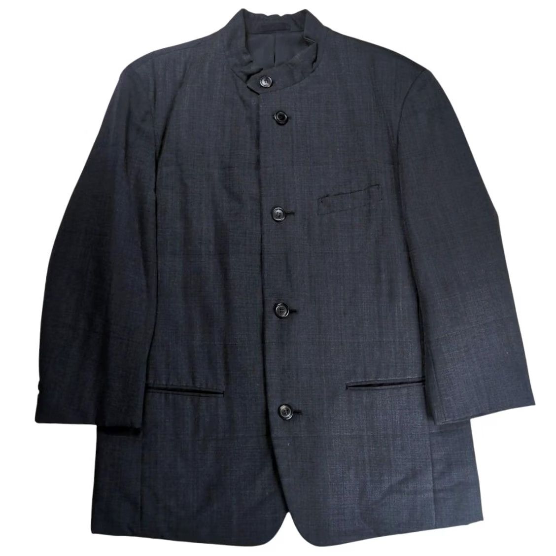 Issey Miyake ISSEY MIYAKE Wool Gabardine Mao Collar Set-Up Men M Gray Dark Gray Wool Suit 2 Piece Casual Regular Size M Mens Size 40R - 3 Thumbnail