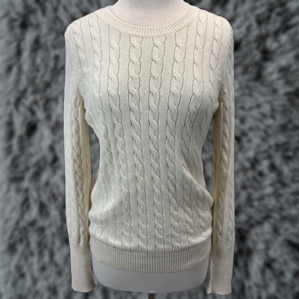 Gap VINTAGE Gap Cableknit Sweater Women’s L Angora Blend Ivory 90s Crew Neck Size L / US 10 / IT 46 - 1 Thumbnail