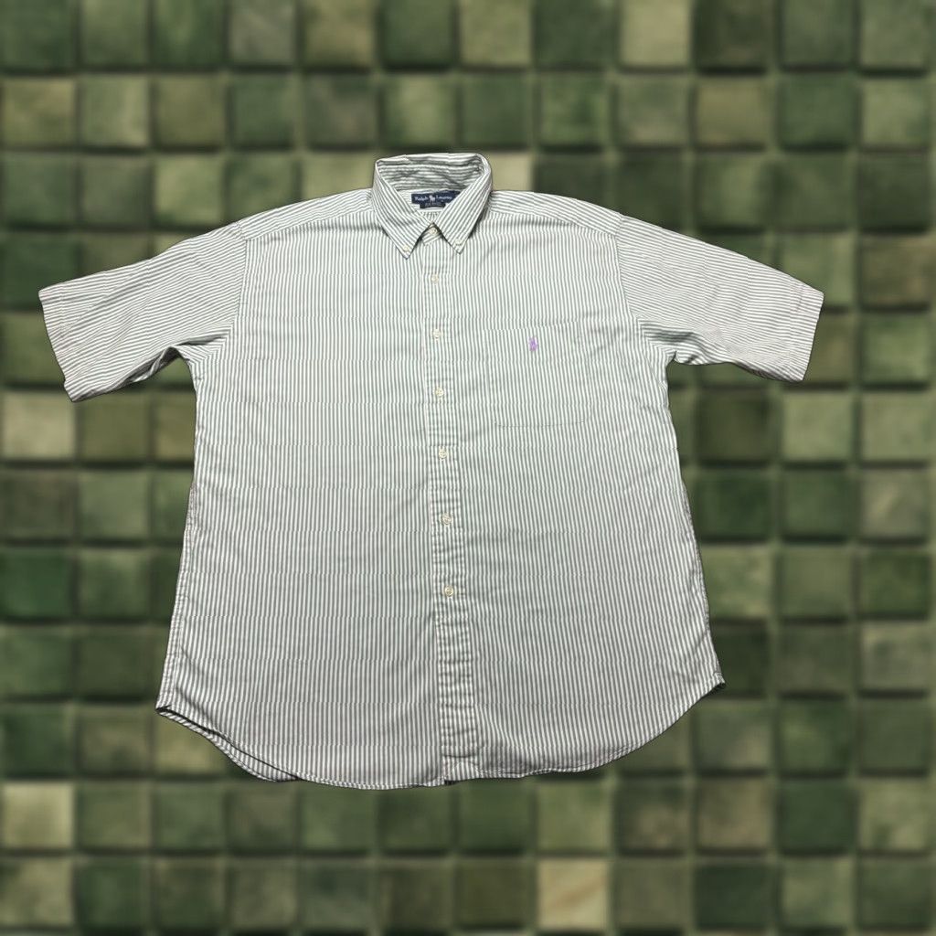 Ralph Lauren VTG Polo Ralph Lauren BIG Shirt Mens Large Green Stripe Button-Down Baggy Shirt Size US L / EU 52-54 / 3 - 1 Thumbnail