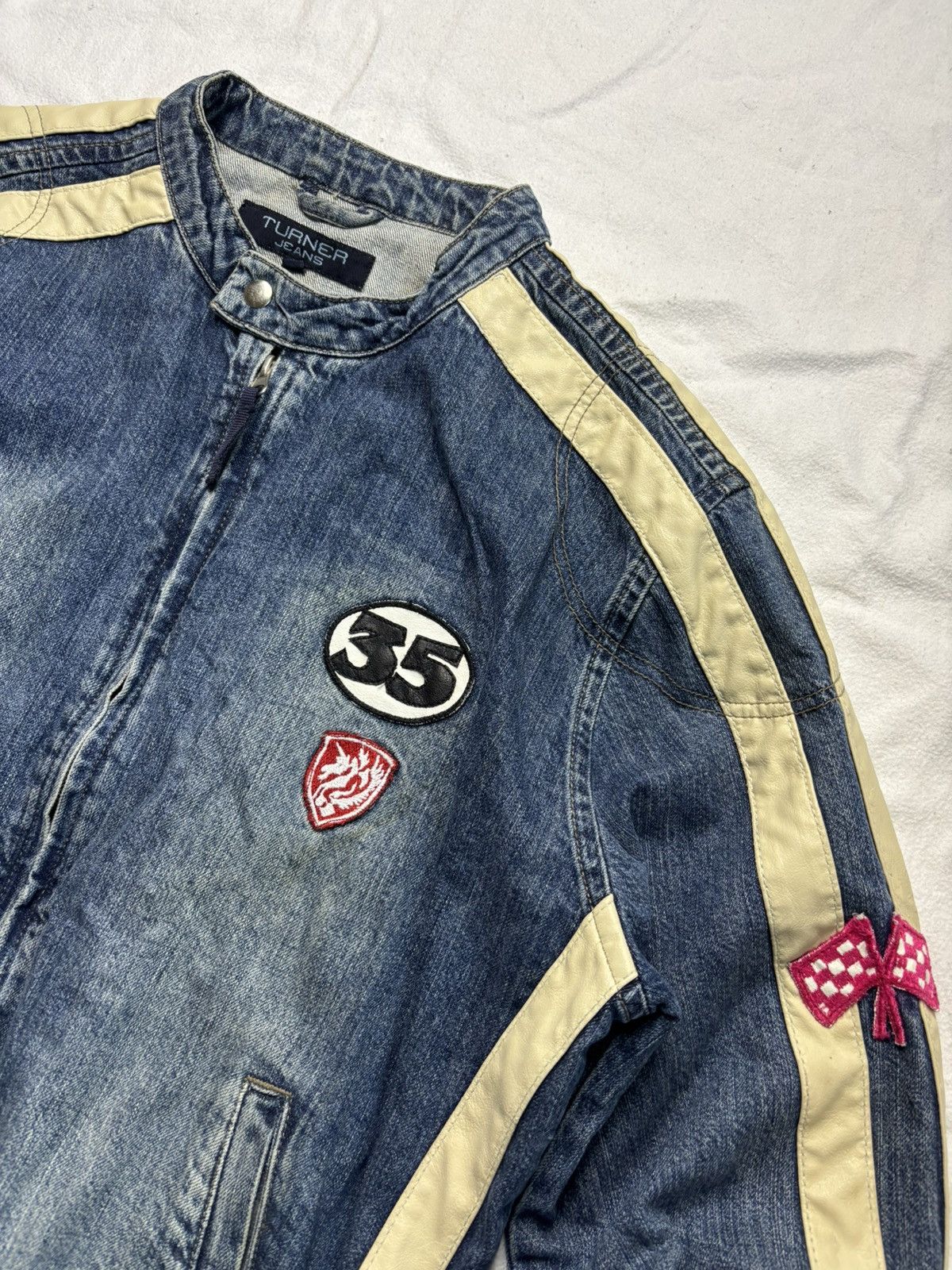 Vintage RARE Archive moto denim jacket with patches japanese style Size US XL / EU 56 / 4 - 4 Thumbnail