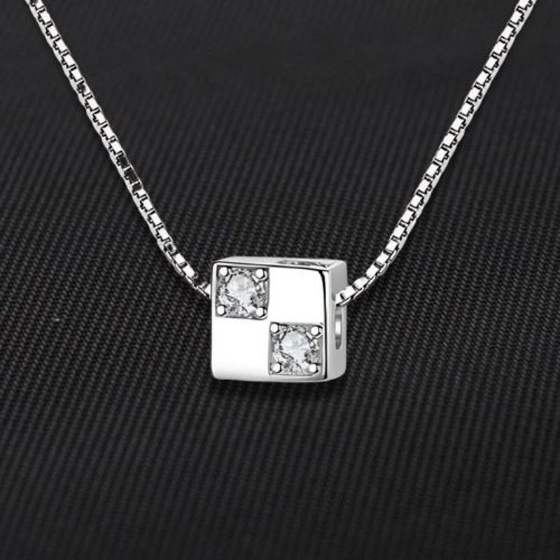 Other Square Cube Pendant Necklace Minimalist Silver 925 NWT Size ONE SIZE - 1 Thumbnail