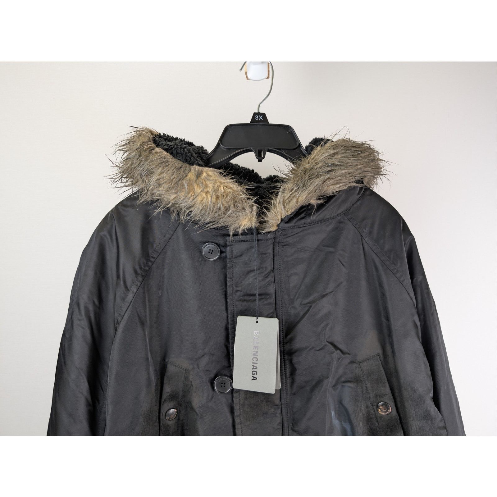 Balenciaga o1rshd1 Nylon Satin Parka Long Coat in Black Size US M / EU 48-50 / 2 - 2 Thumbnail