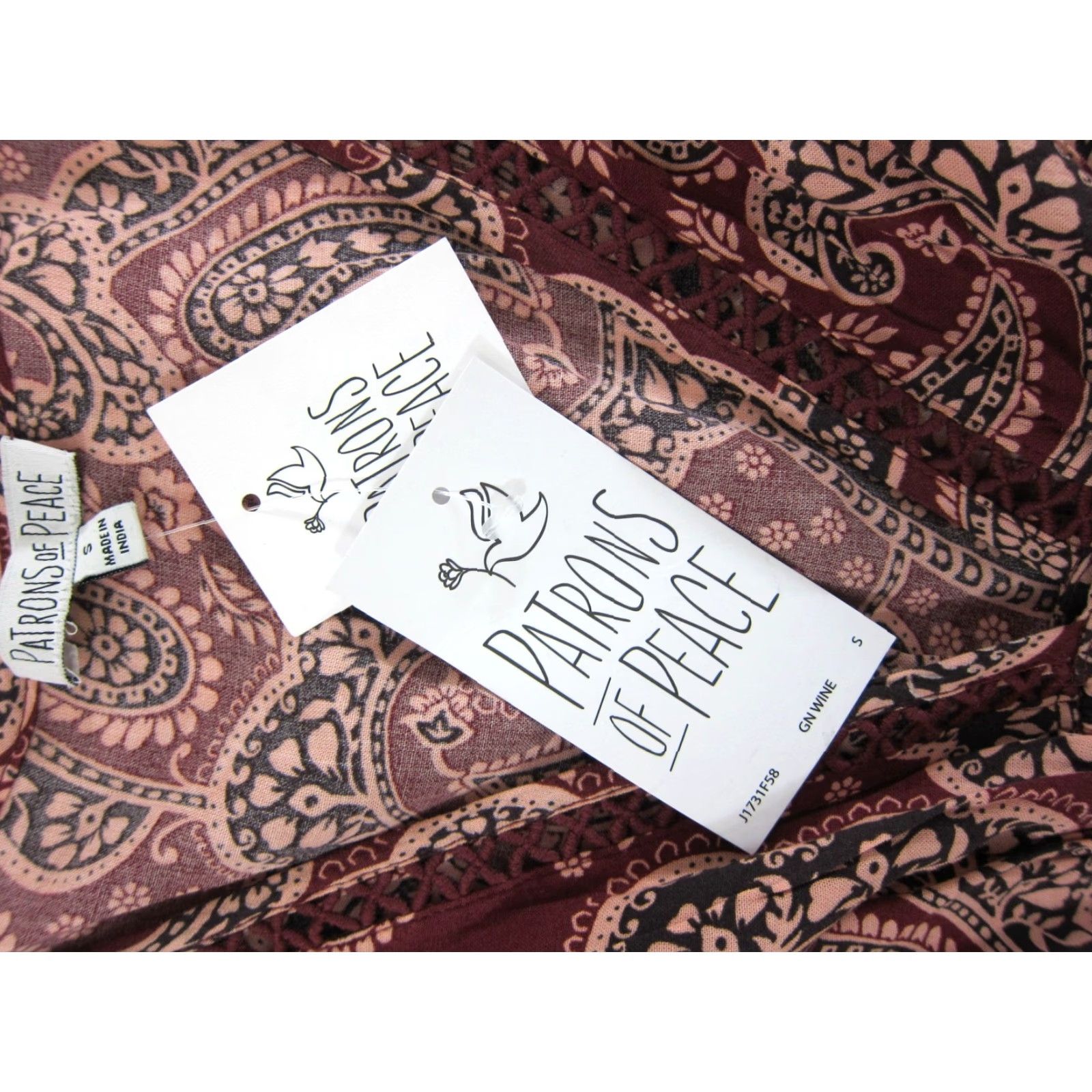 Vintage NWT Patrons Of Peace Red Black Floral Paisley Pocket Rayon Wide Leg Jumpsuit S Size 28" / US 6 / IT 42 - 3 Thumbnail
