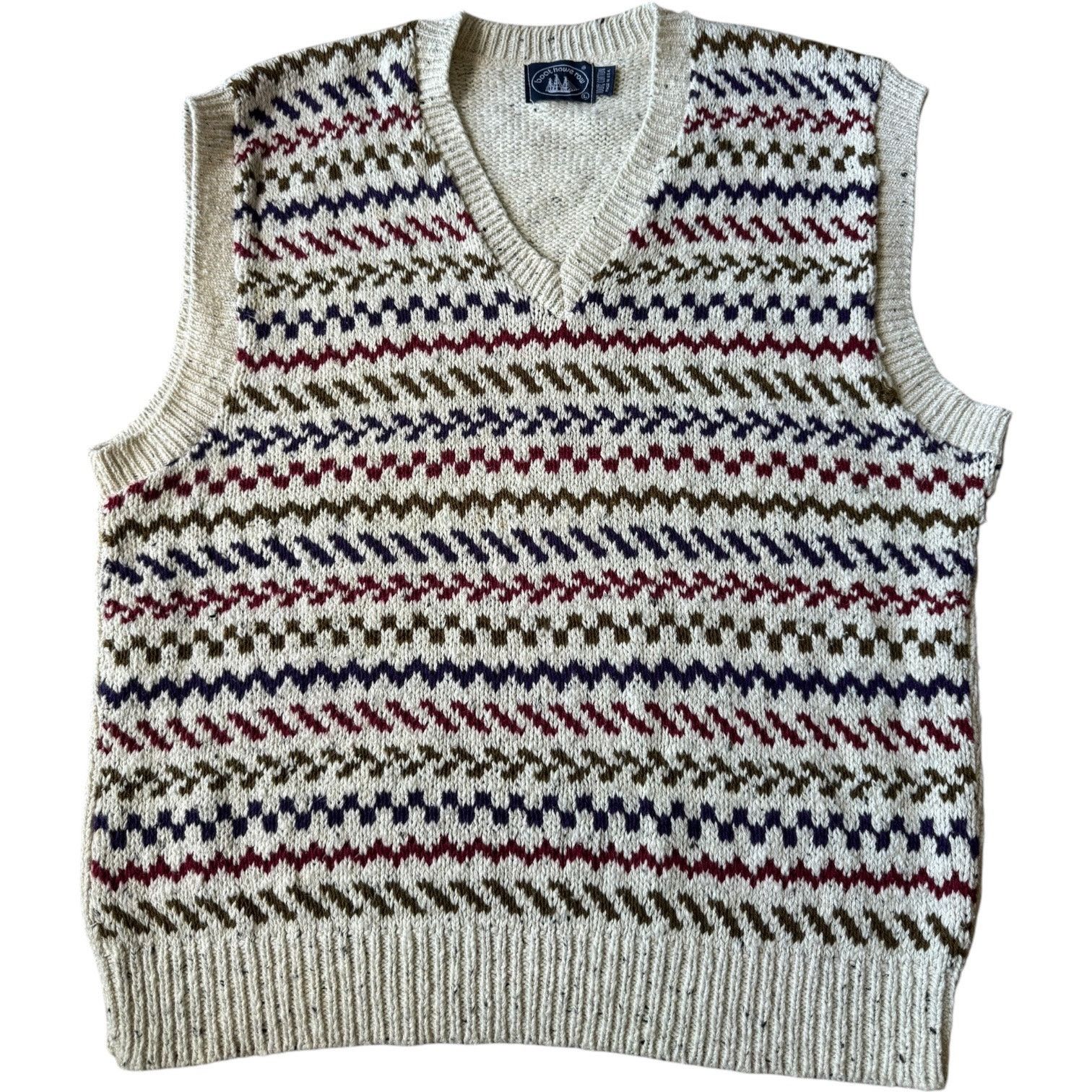 Vintage Vintage Boat House Row knit cotton oatmeal V neck vest Large Size US L / EU 52-54 / 3 - 1 Thumbnail