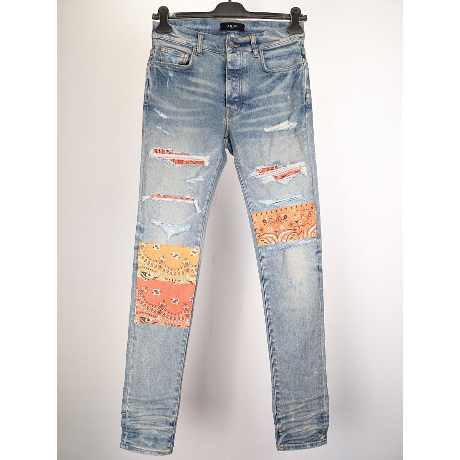 Amiri o1rshd1 Vintage Bandana Artpatch Jeans in Clay Indigo Size US 29 - 2 Thumbnail