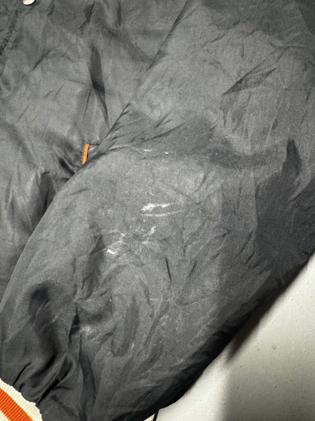 Other Men's Black Varsity Jacket with Orange and White Stripes Size US L / EU 52-54 / 3 - 4 Thumbnail